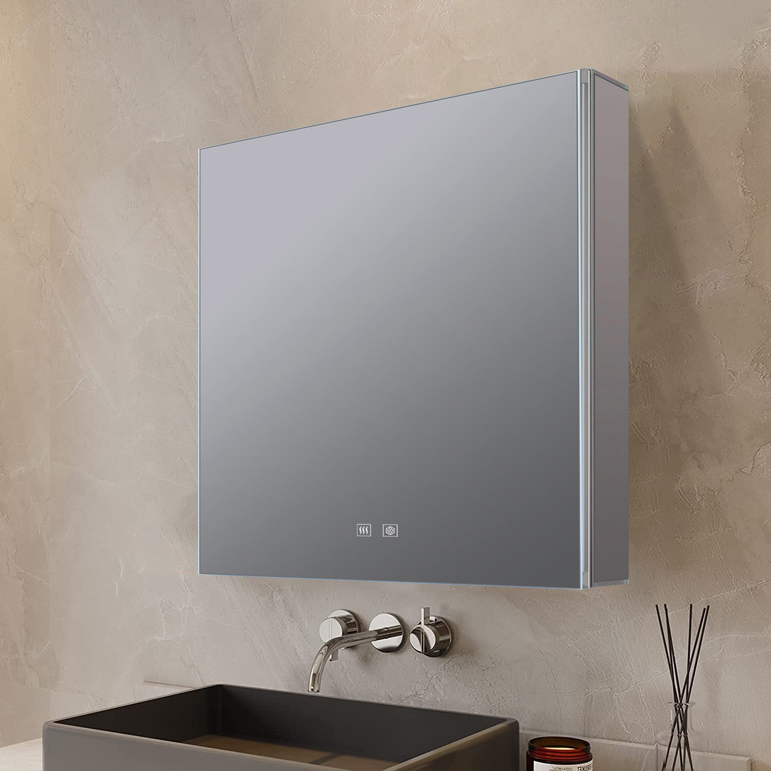 Corsica 20 in W x 28 in H Surface-Mount LED Mirror Medicine Cabinet with Defogger