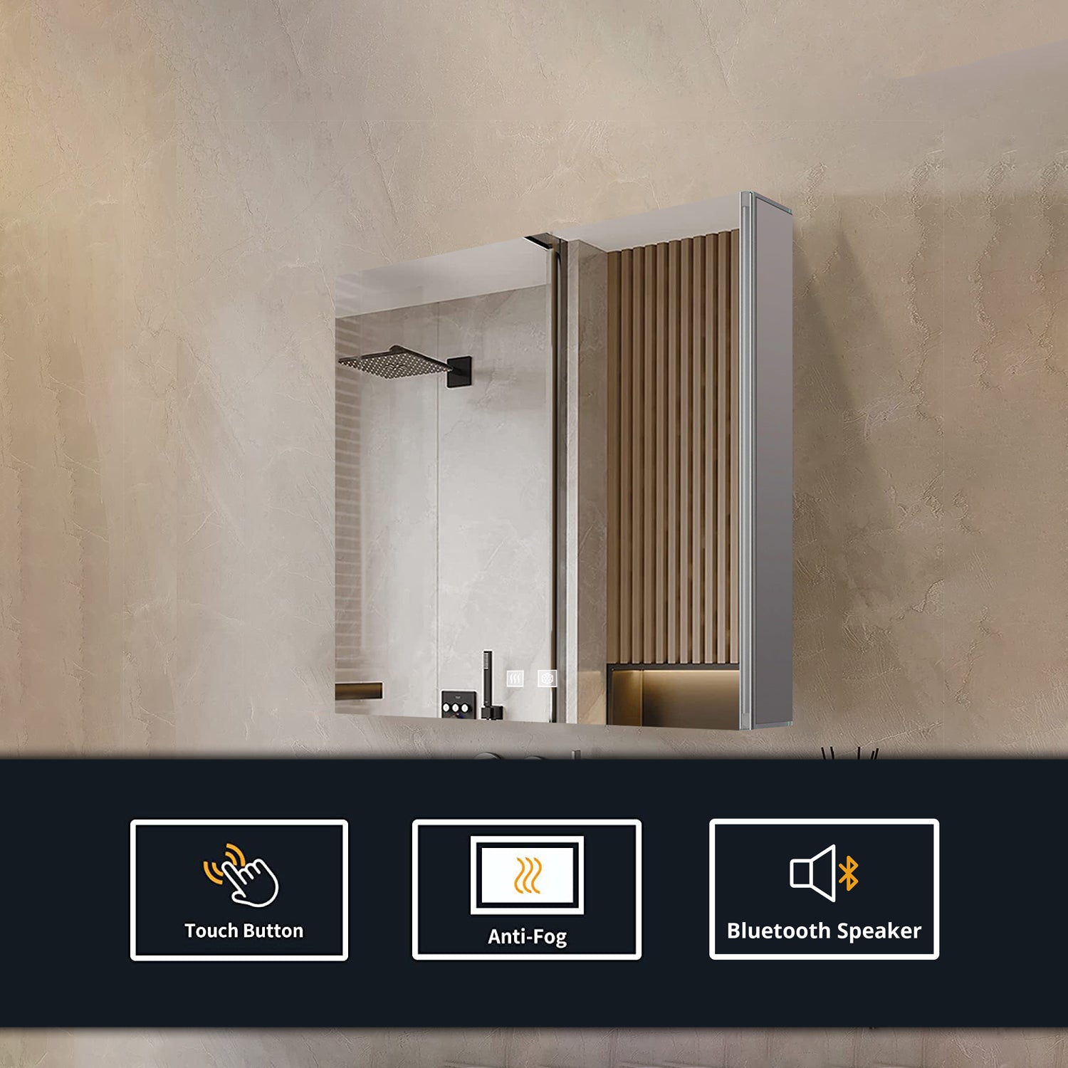 Corsica 20 in W x 28 in H Surface-Mount LED Mirror Medicine Cabinet with Defogger