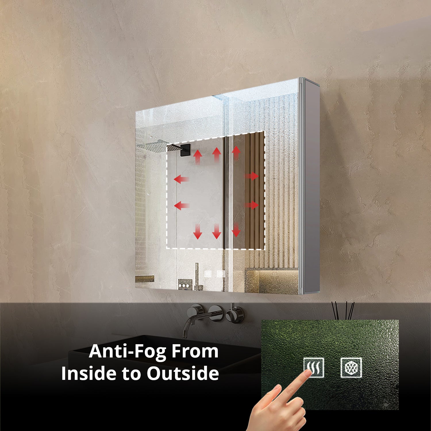 Corsica 20 in W x 28 in H Surface-Mount LED Mirror Medicine Cabinet with Defogger