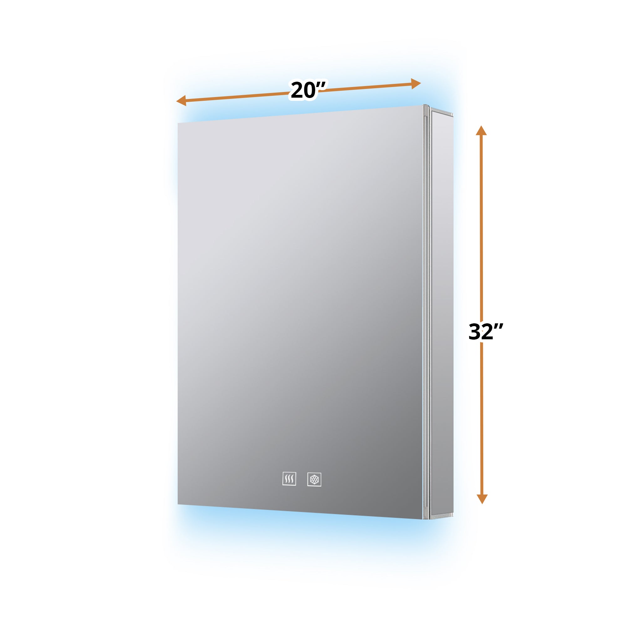 Corsica 20 in W x 32 in H Surface-Mount LED Mirror Medicine Cabinet with Defogger