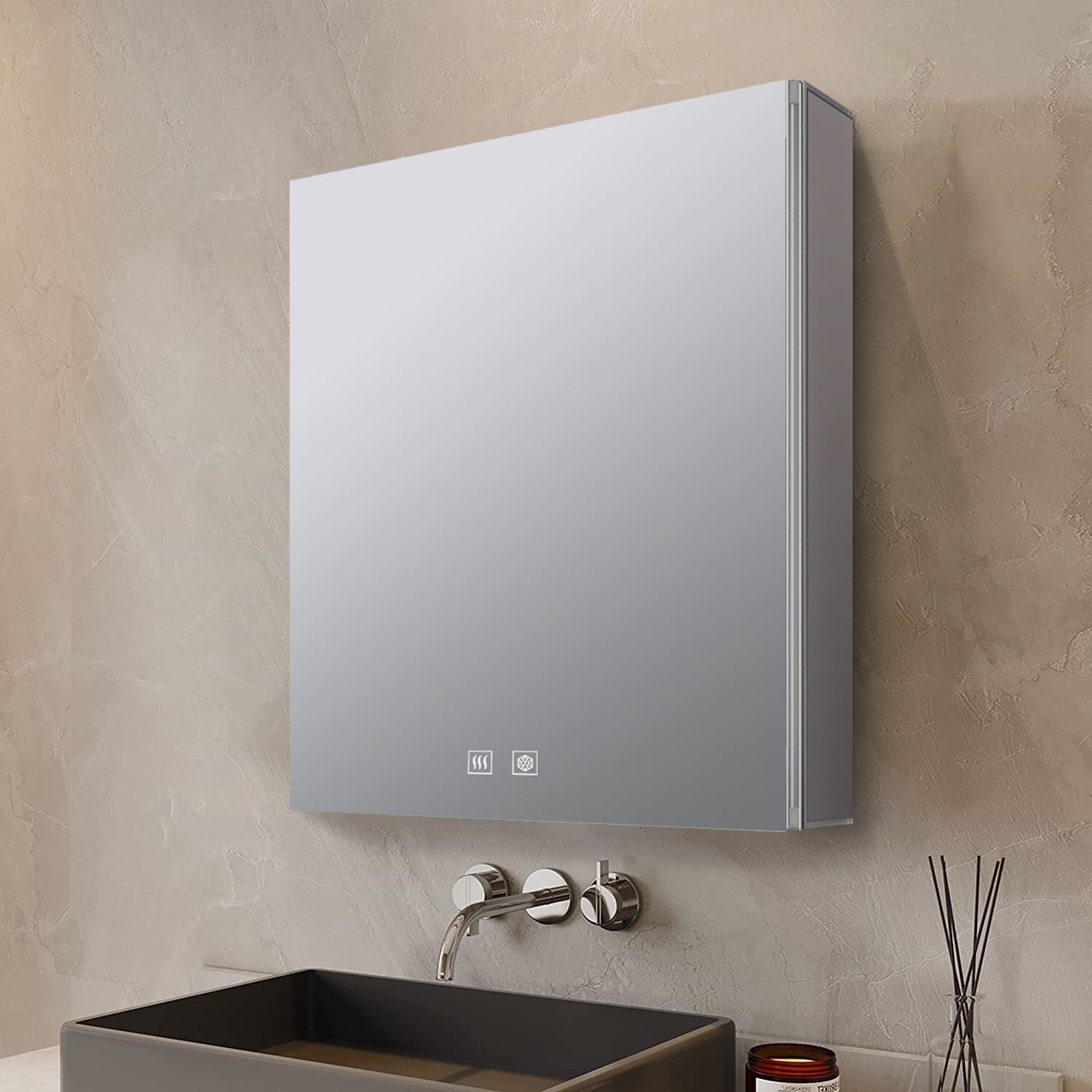 Corsica 20 in W x 32 in H Surface-Mount LED Mirror Medicine Cabinet with Defogger
