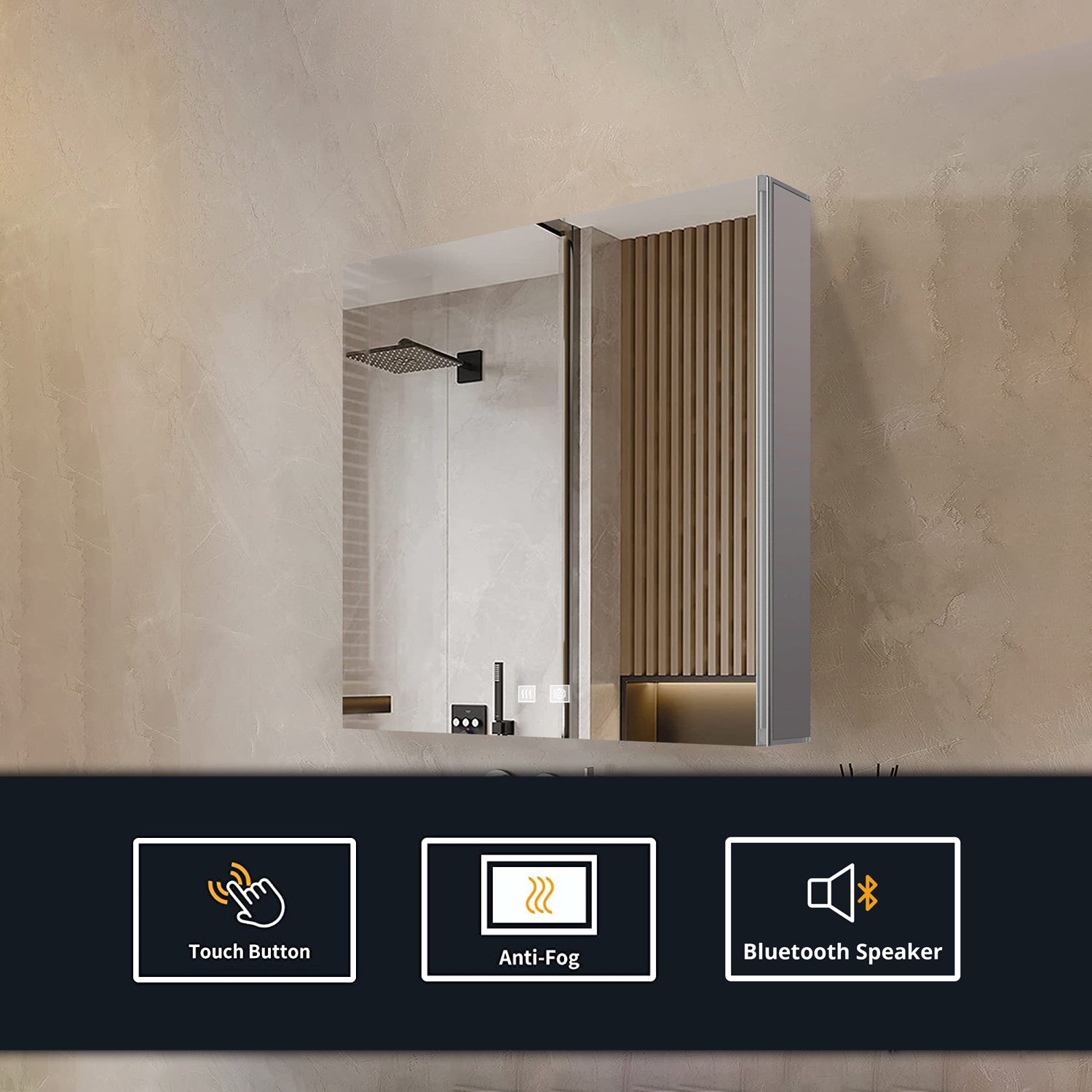Corsica 20 in W x 32 in H Surface-Mount LED Mirror Medicine Cabinet with Defogger
