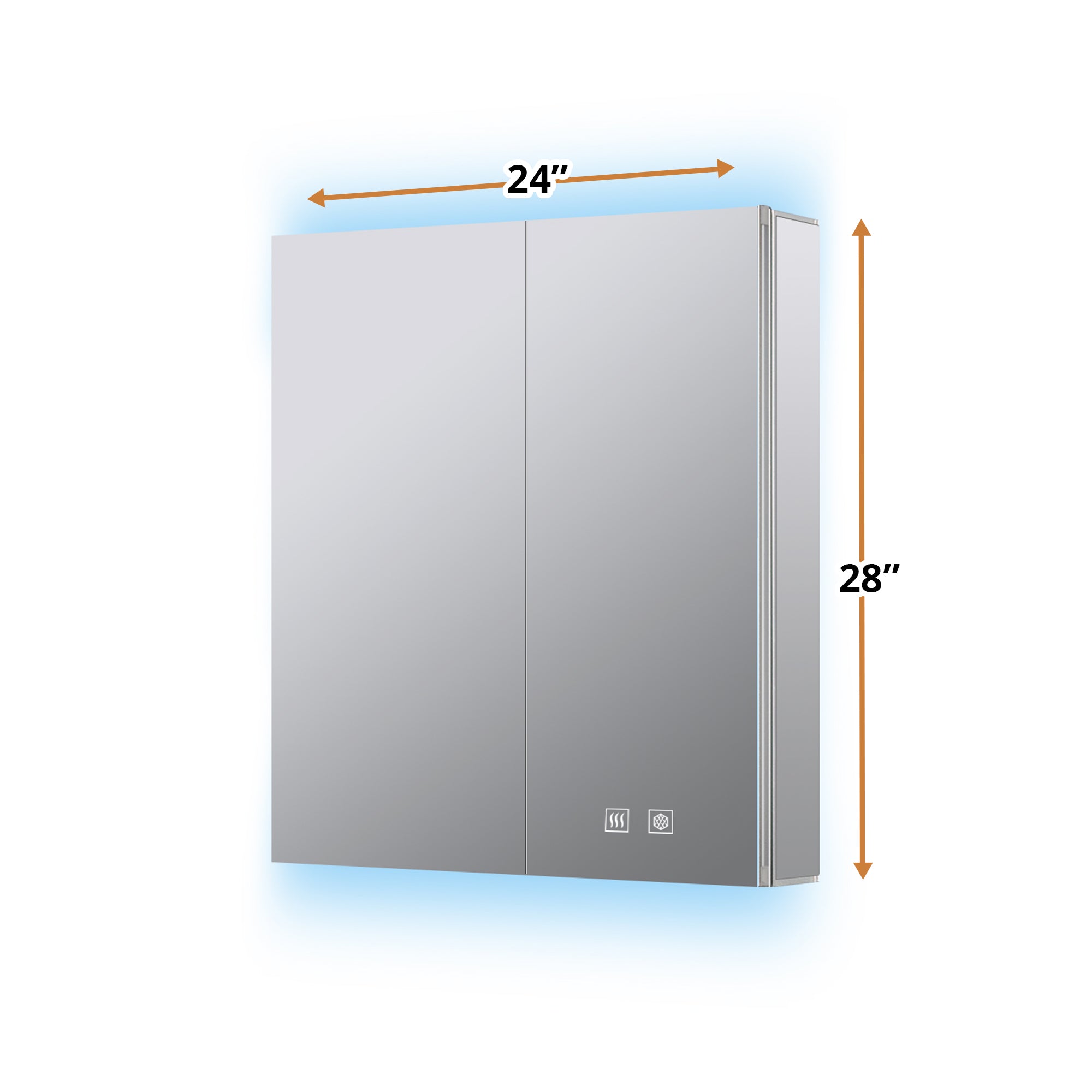 Corsica 24 in W x 28 in H Surface-Mount LED Mirror Medicine Cabinet with Defogger