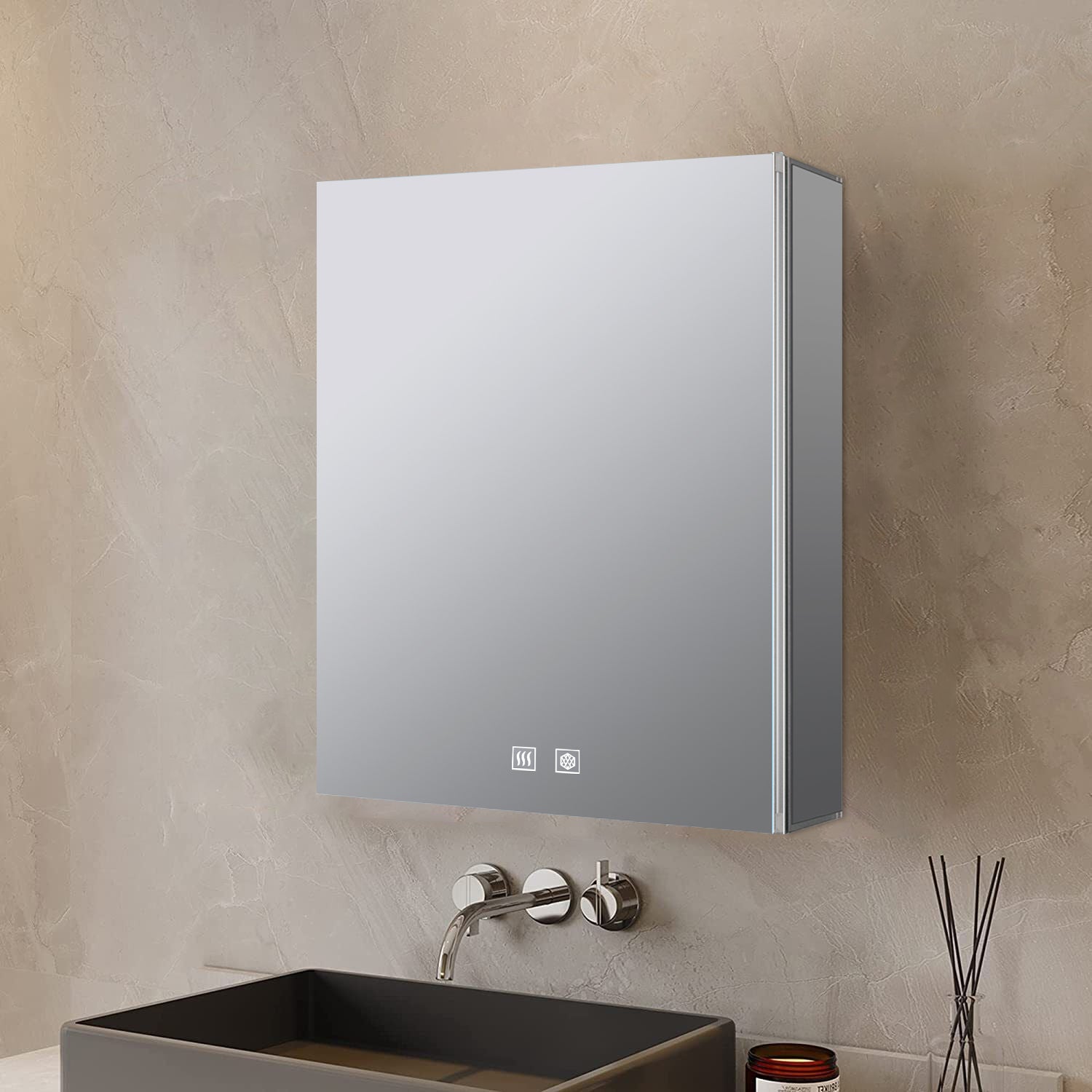 Corsica 24 in W x 28 in H Surface-Mount LED Mirror Medicine Cabinet with Defogger