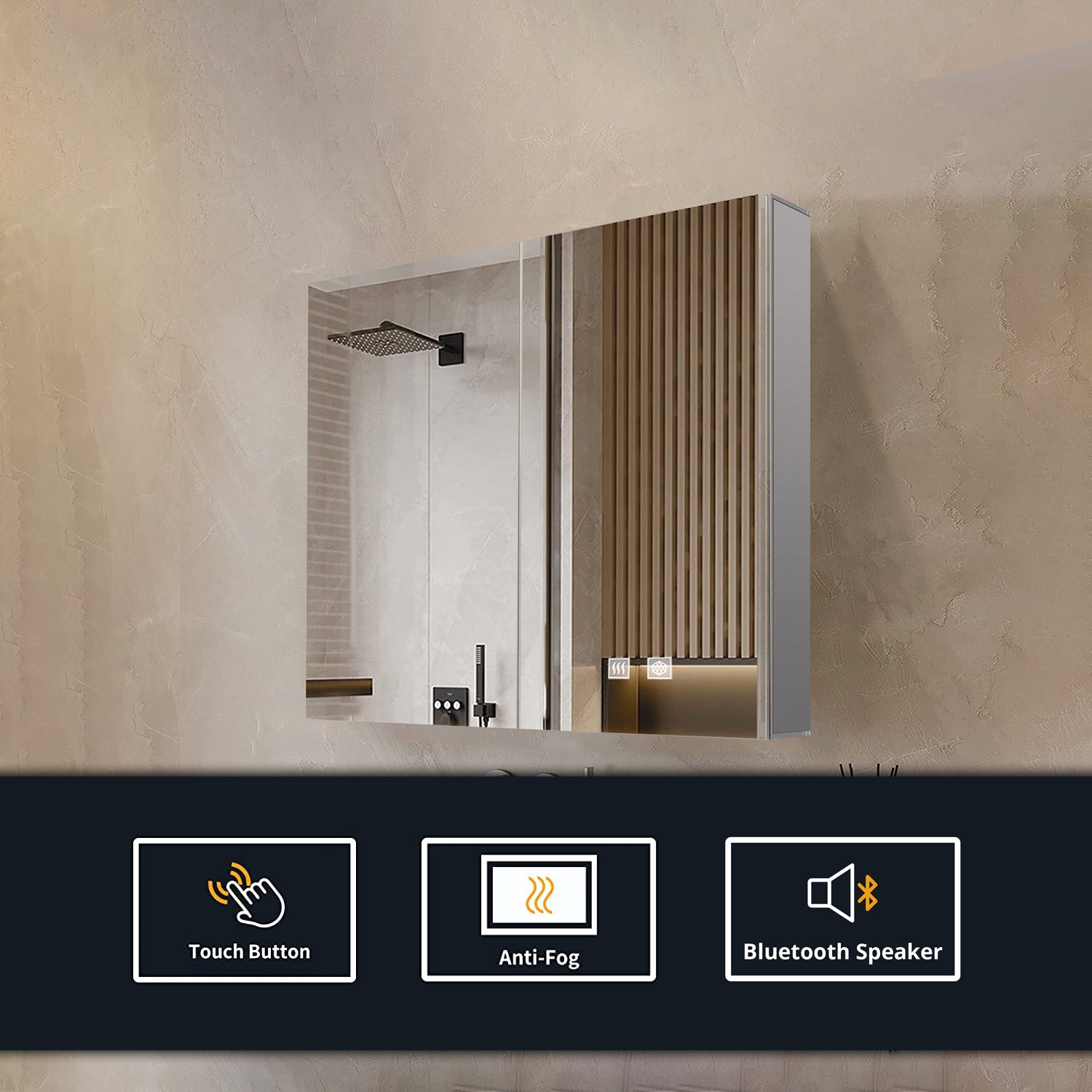 Corsica 24 in W x 28 in H Surface-Mount LED Mirror Medicine Cabinet with Defogger