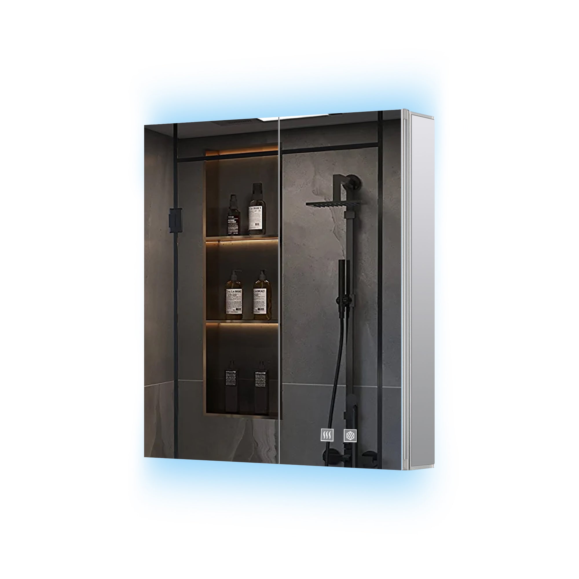 Corsica 24 in W x 28 in H Surface-Mount LED Mirror Medicine Cabinet with Defogger
