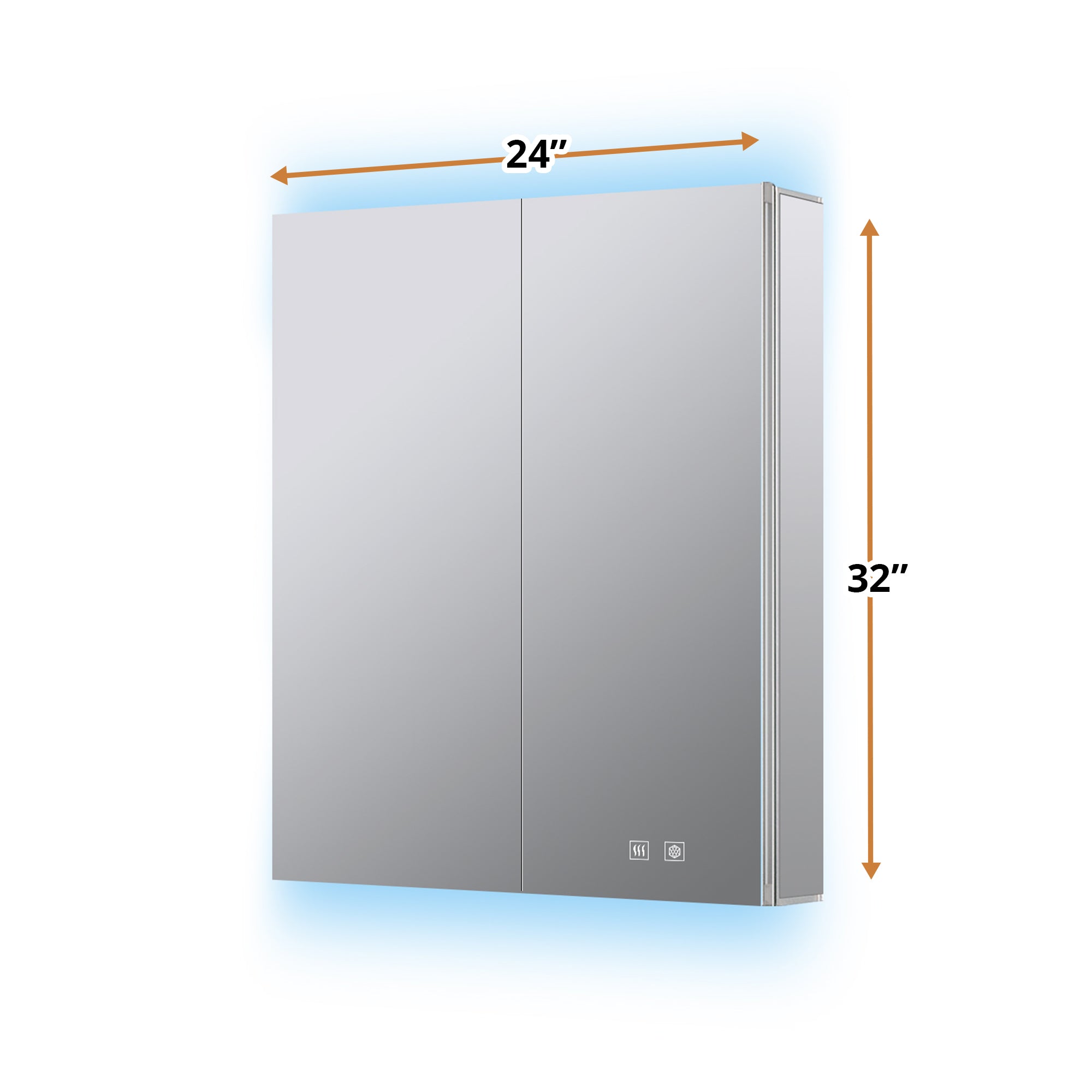 Corsica 24 in W x 32 in H Surface-Mount LED Mirror Medicine Cabinet with Defogger