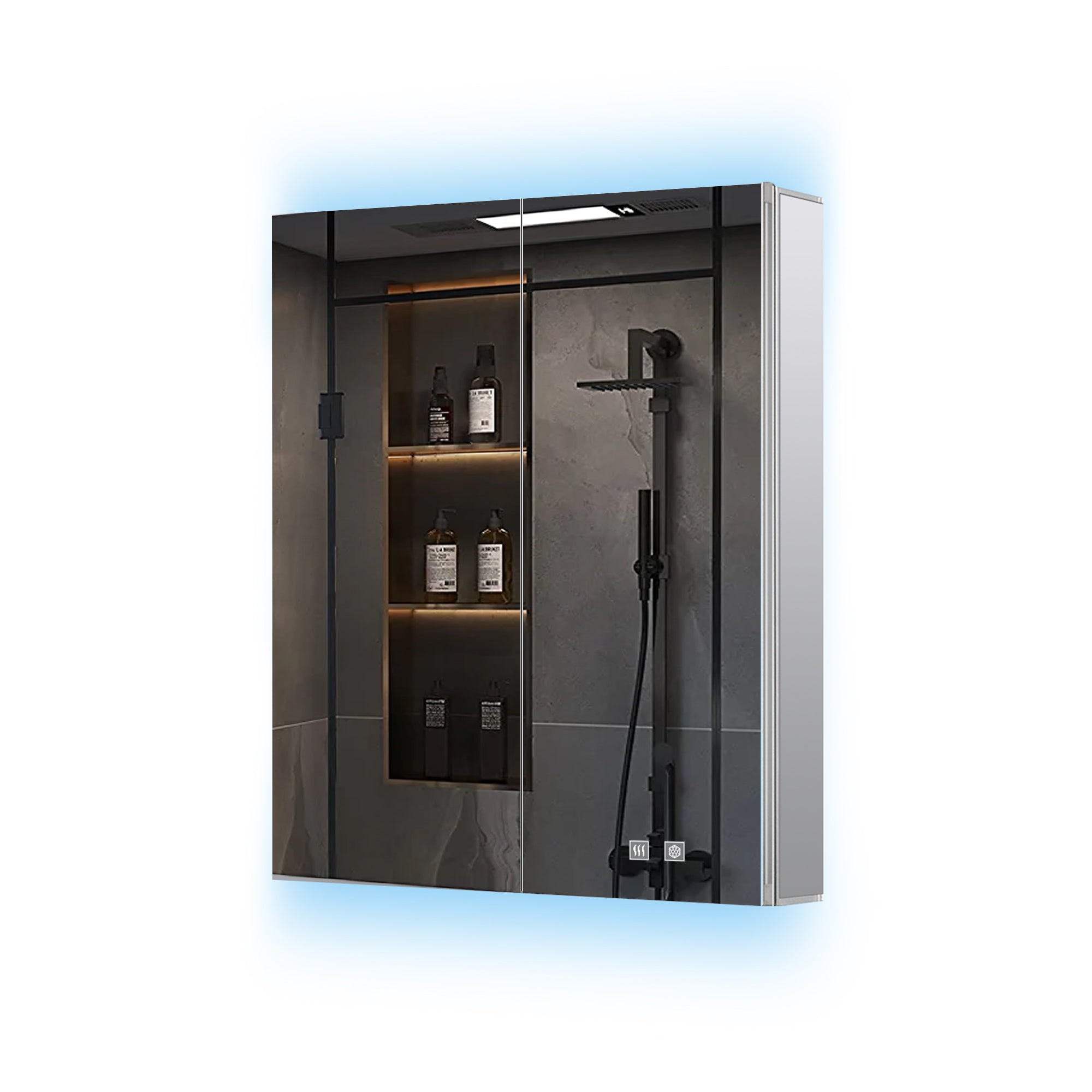 Corsica 24 in W x 32 in H Surface-Mount LED Mirror Medicine Cabinet with Defogger