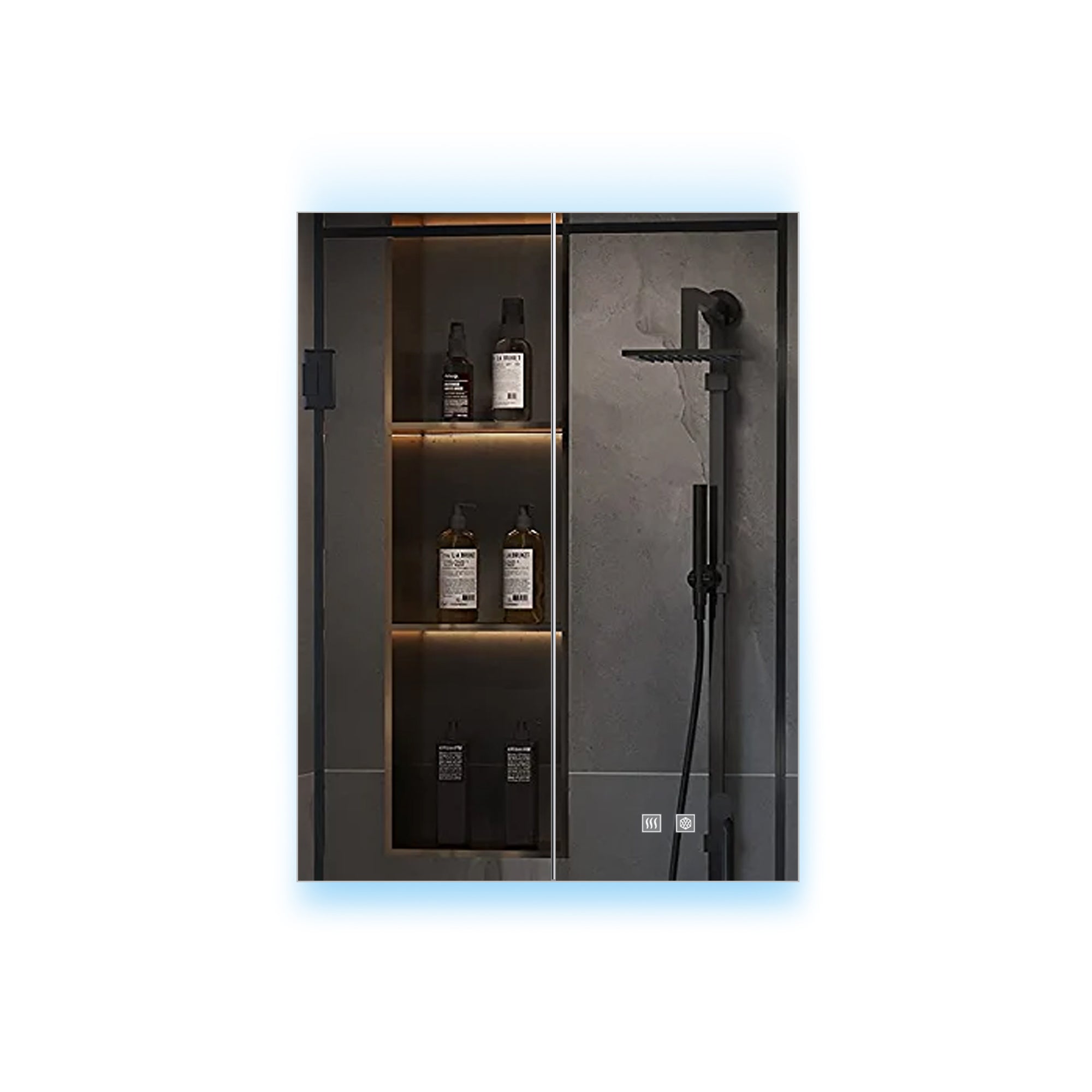 Corsica 24 in W x 32 in H Surface-Mount LED Mirror Medicine Cabinet with Defogger