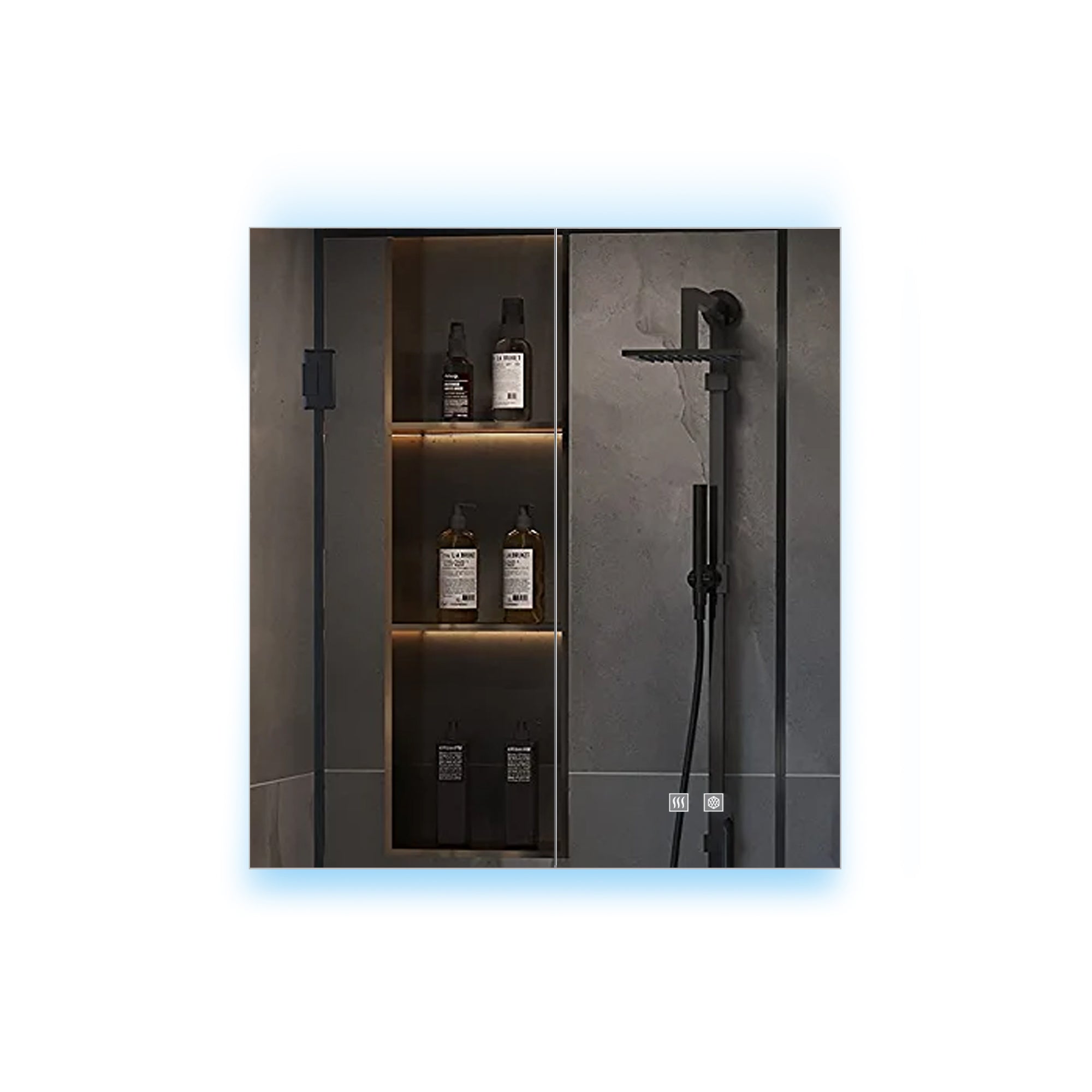 Corsica 30 in W x 36 in H Surface-Mount LED Mirror Medicine Cabinet with Defogger