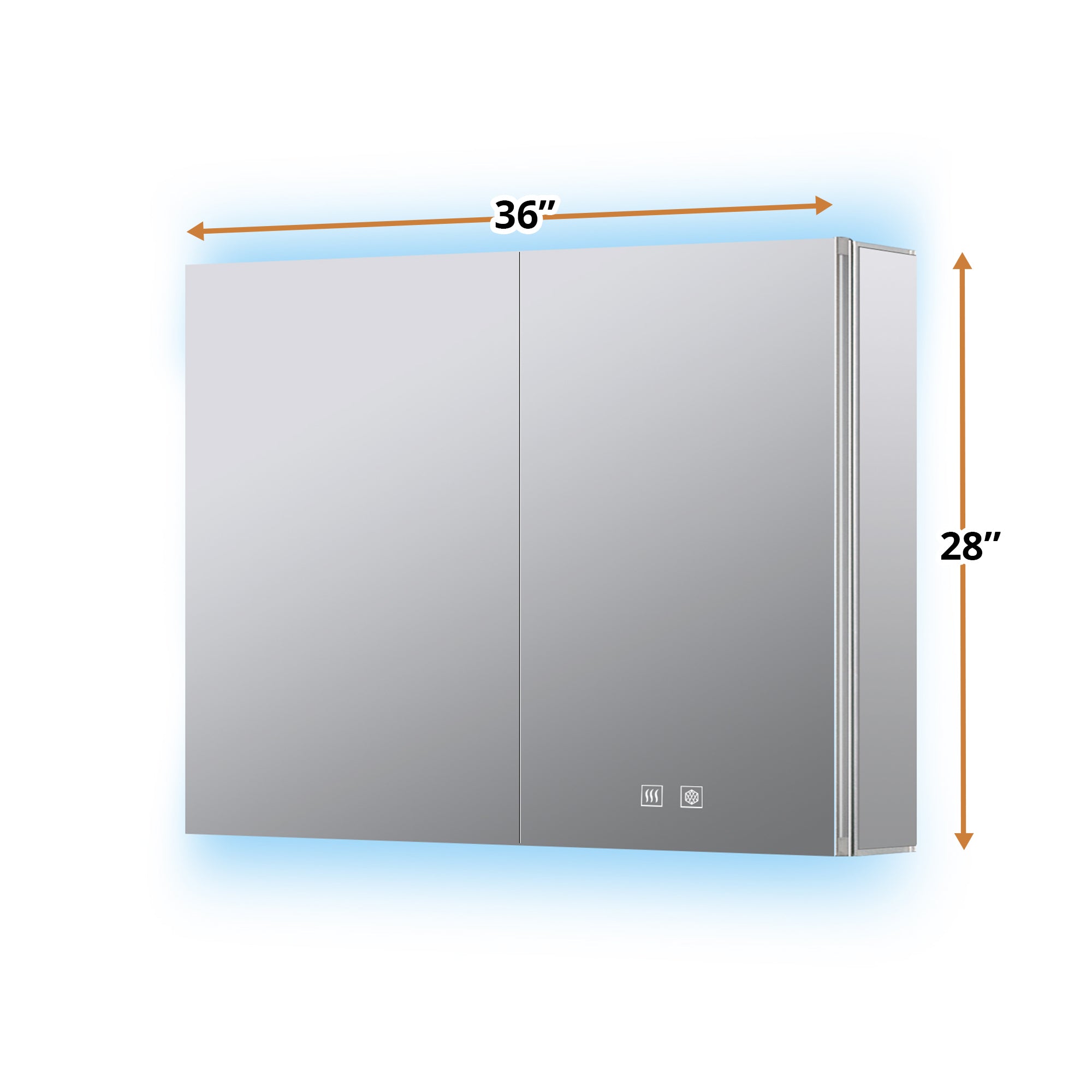 Corsica 36 in W x 28 in H Surface-Mount LED Mirror Medicine Cabinet with Defogger