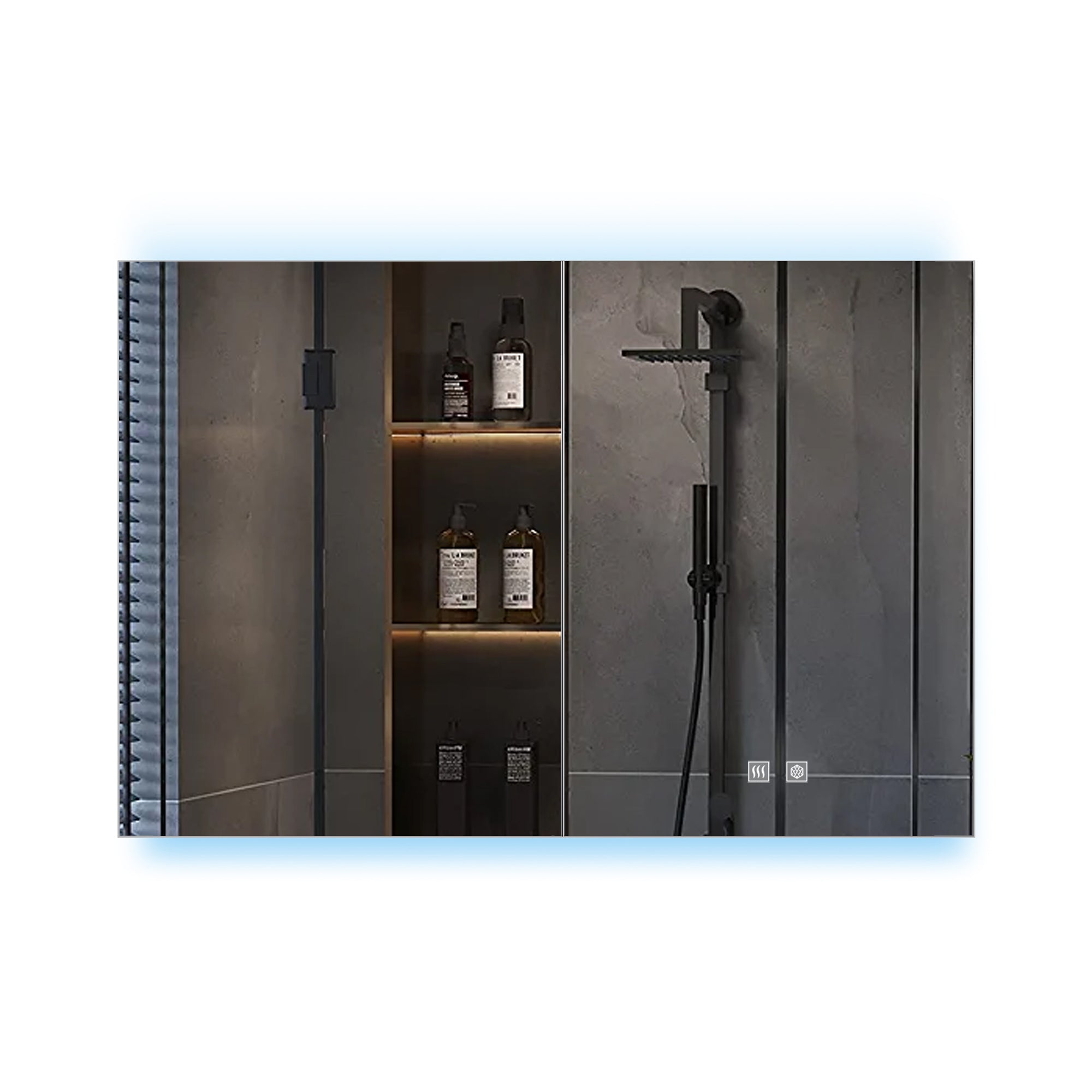 Corsica 40 in W x 28 in H Surface-Mount LED Mirror Medicine Cabinet with Defogger