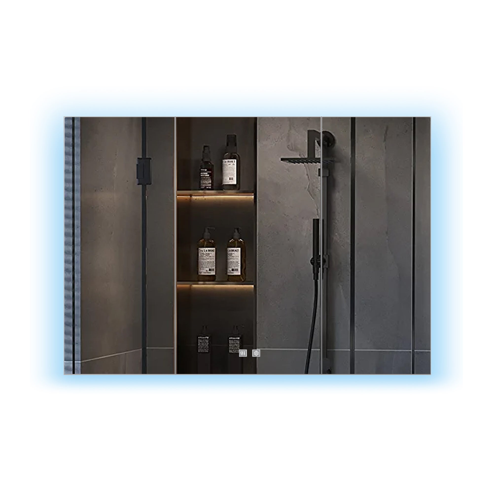Corsica 48 in W x 32 in H Surface-Mount LED Mirror Medicine Cabinet with Defogger