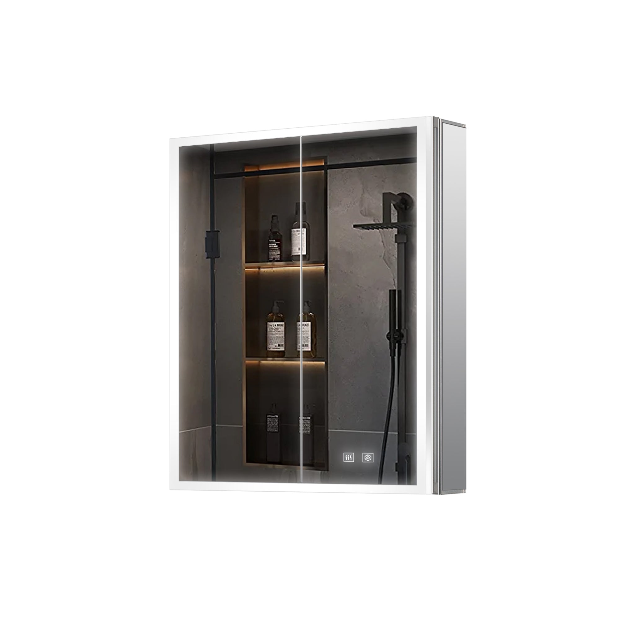 Mesa 24 in W x 32 in H Surface-Mount LED Mirror Medicine Cabinet with Defogger