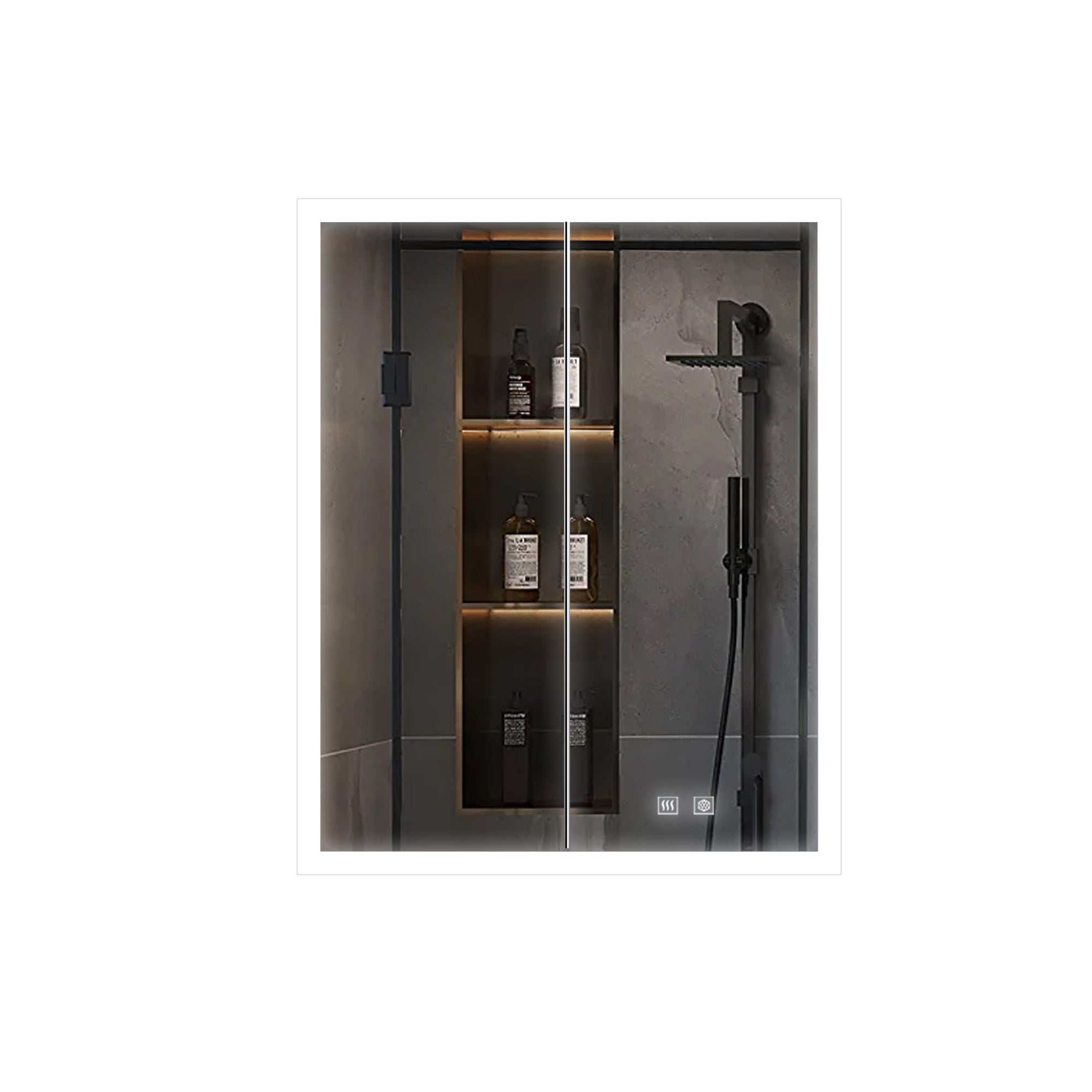 Mesa 24 in W x 32 in H Surface-Mount LED Mirror Medicine Cabinet with Defogger