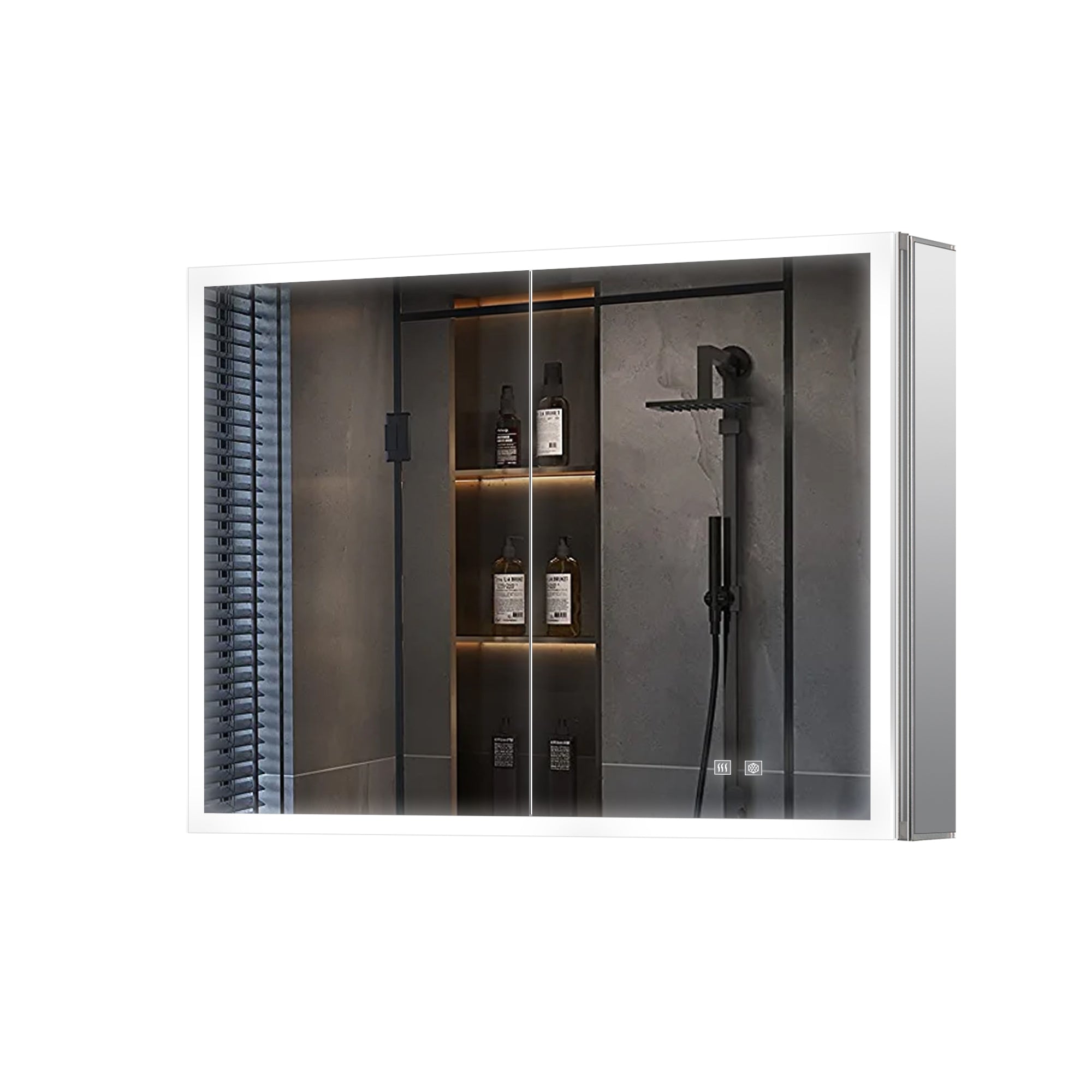 Mesa 36 in W x 28 in H Surface-Mount LED Mirror Medicine Cabinet with Defogger