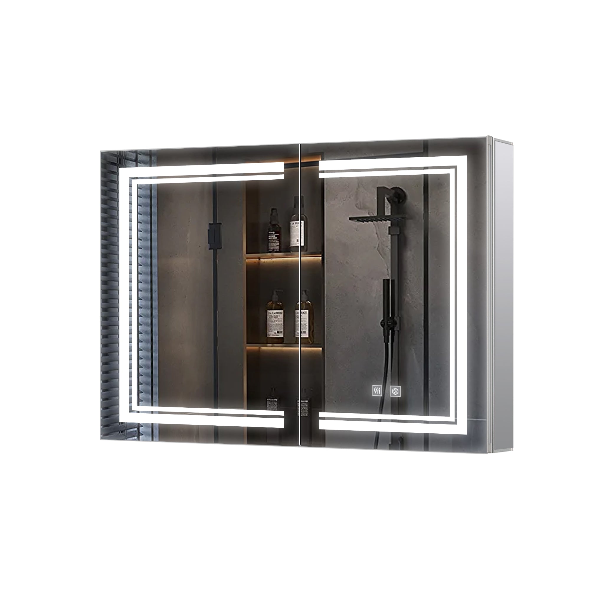 Mesa 40 in W x 28 in H Surface-Mount LED Mirror Medicine Cabinet with Defogger