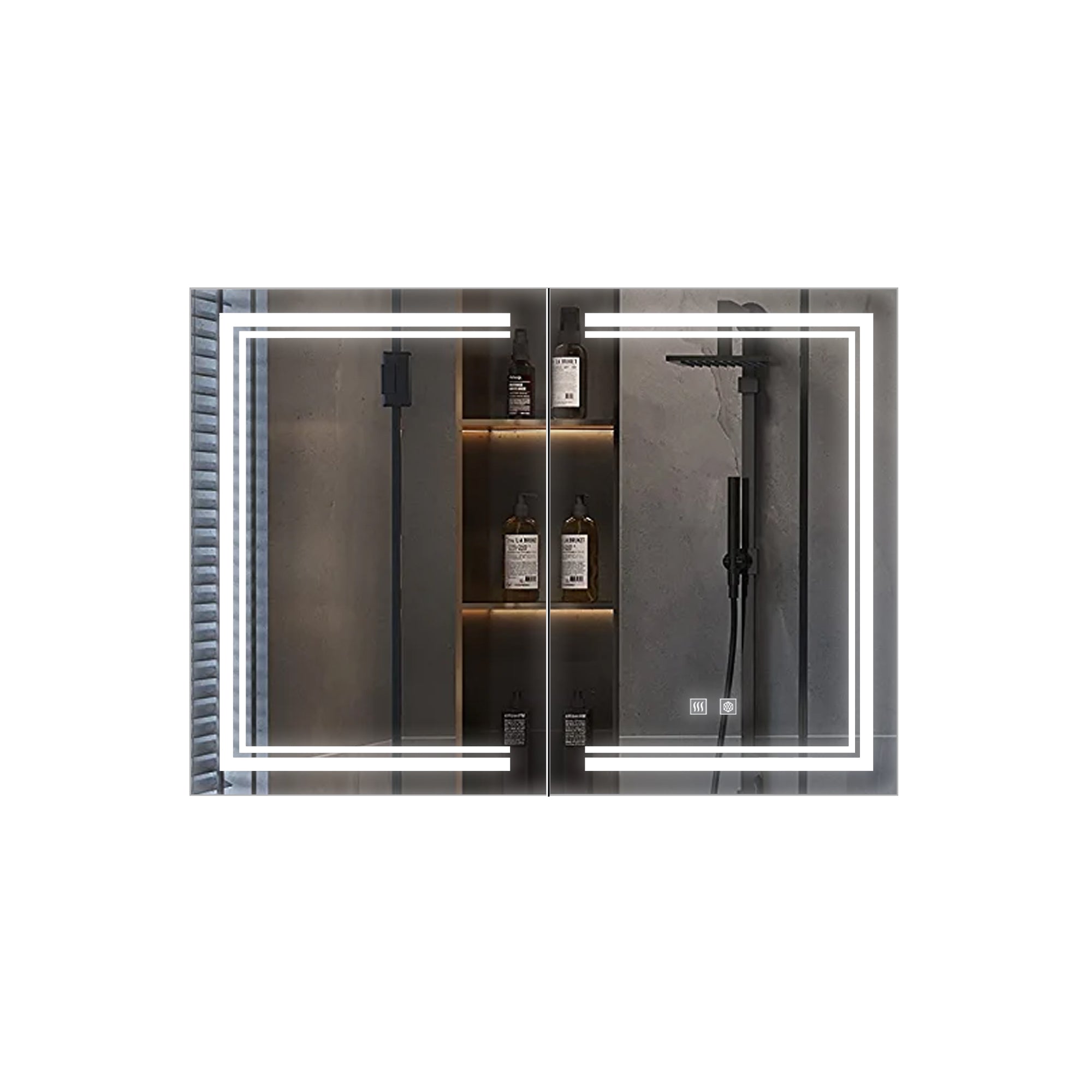 Mesa 40 in W x 28 in H Surface-Mount LED Mirror Medicine Cabinet with Defogger