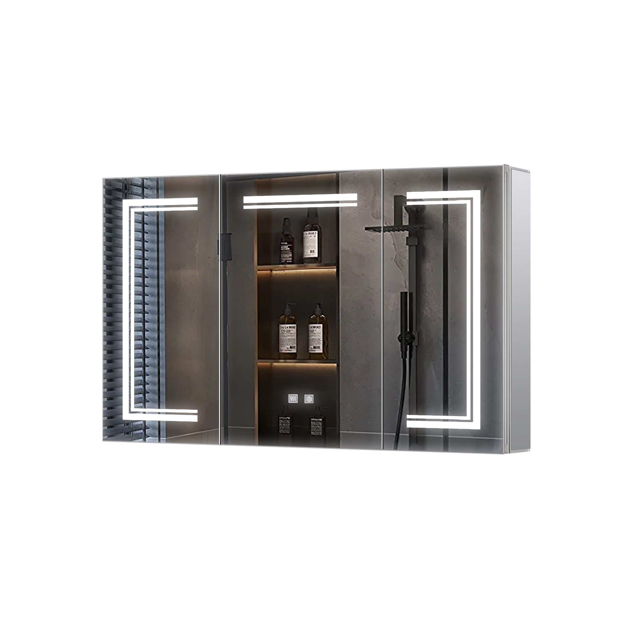 Mesa 48 in W x 32 in H Surface-Mount LED Mirror Medicine Cabinet with Defogger