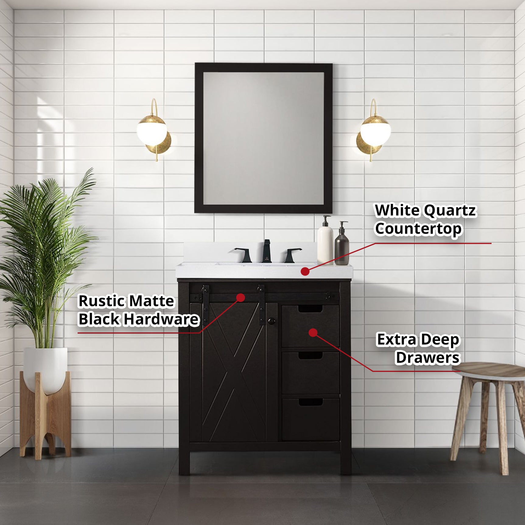 Marsyas 30 in W x 22 in D Brown Bath Vanity