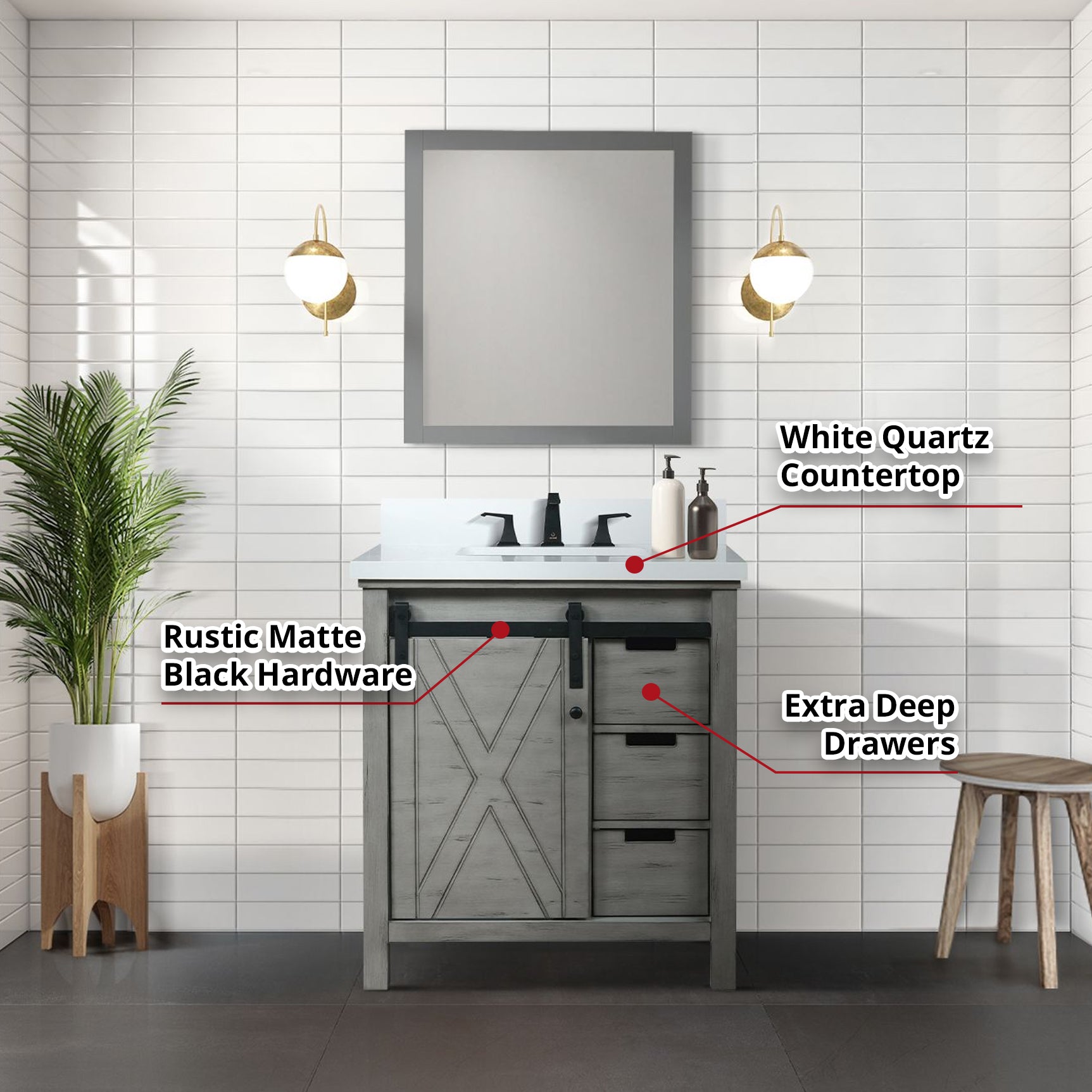 Marsyas 30 in W x 22 in D Ash Grey Bath Vanity