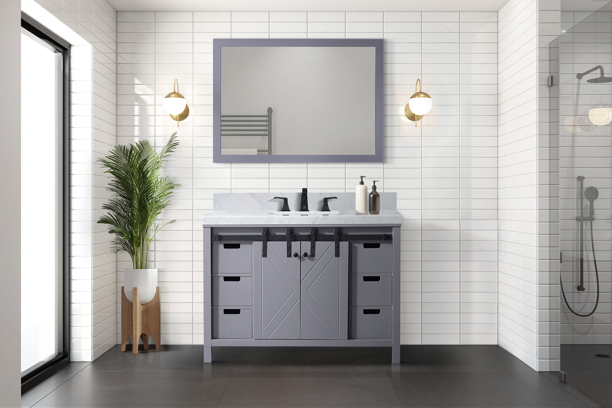 Marsyas 48 in W x 22 in D Dark Grey Bath Vanity