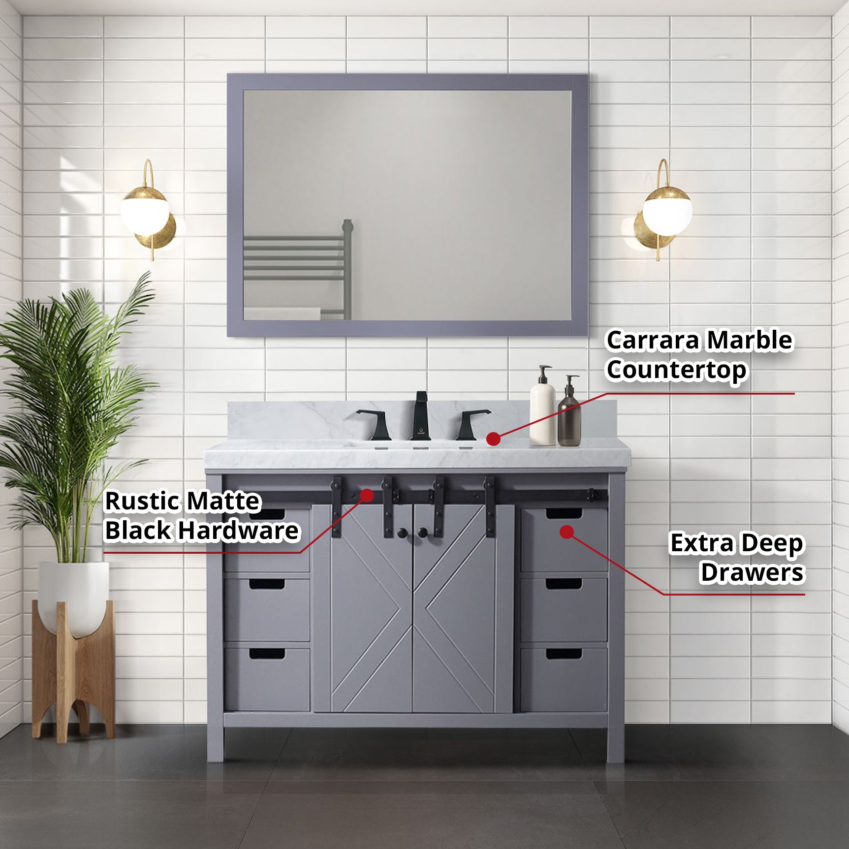 Marsyas 48 in W x 22 in D Dark Grey Bath Vanity