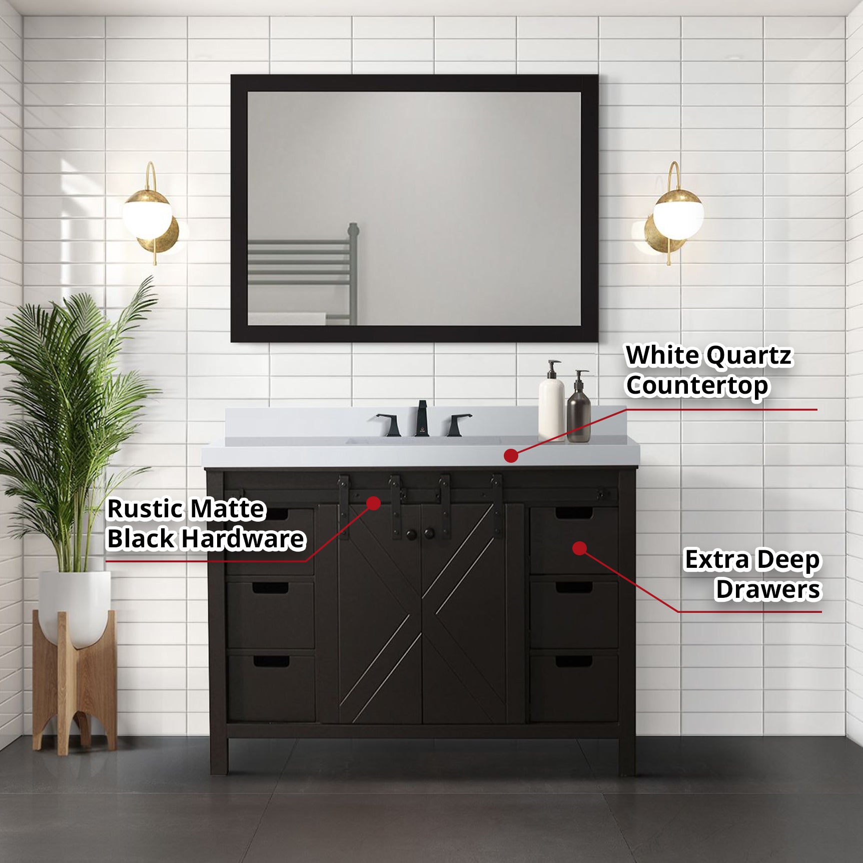 Marsyas 48 in W x 22 in D Brown Bath Vanity