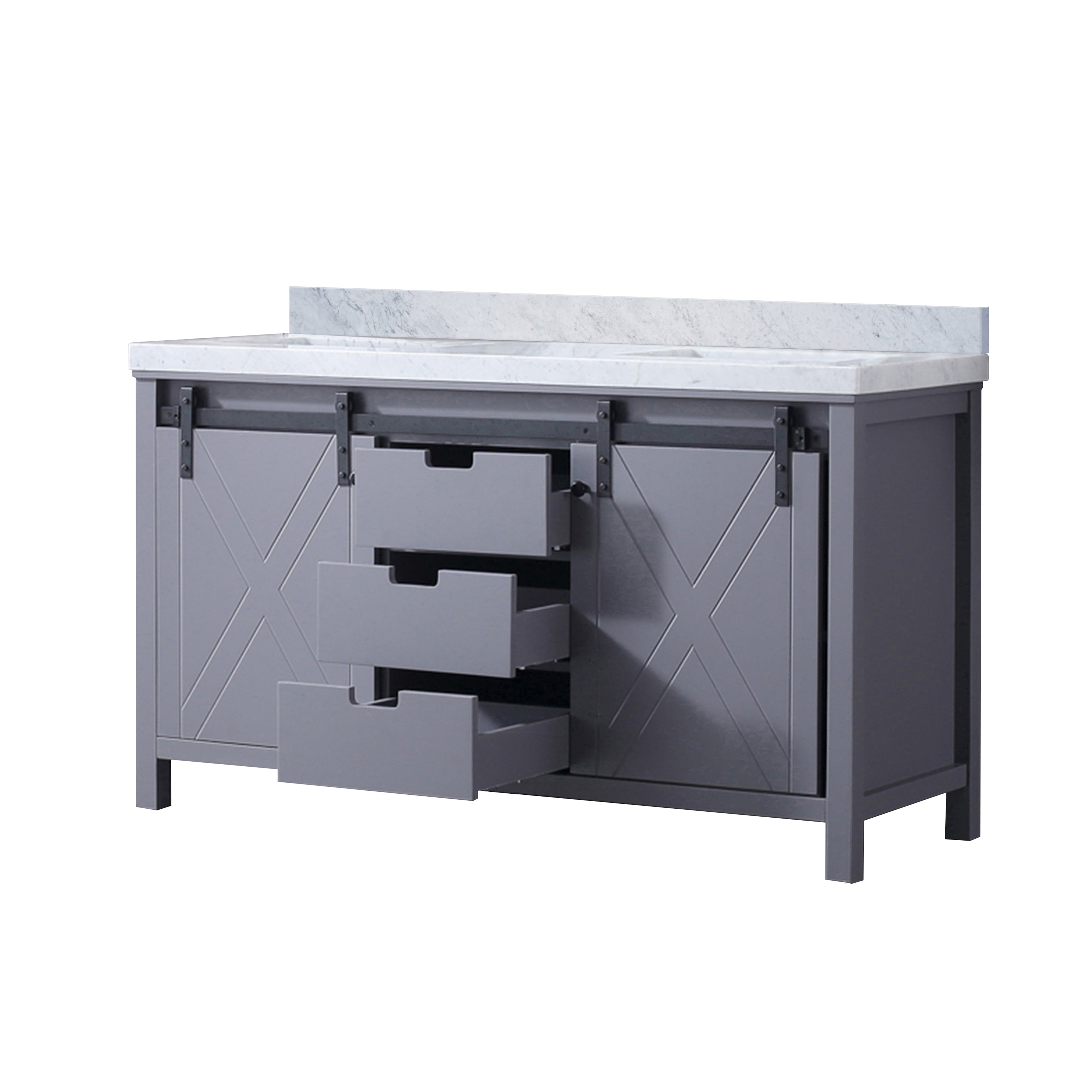 Marsyas 60 in W x 22 in D Dark Grey Double Bath Vanity
