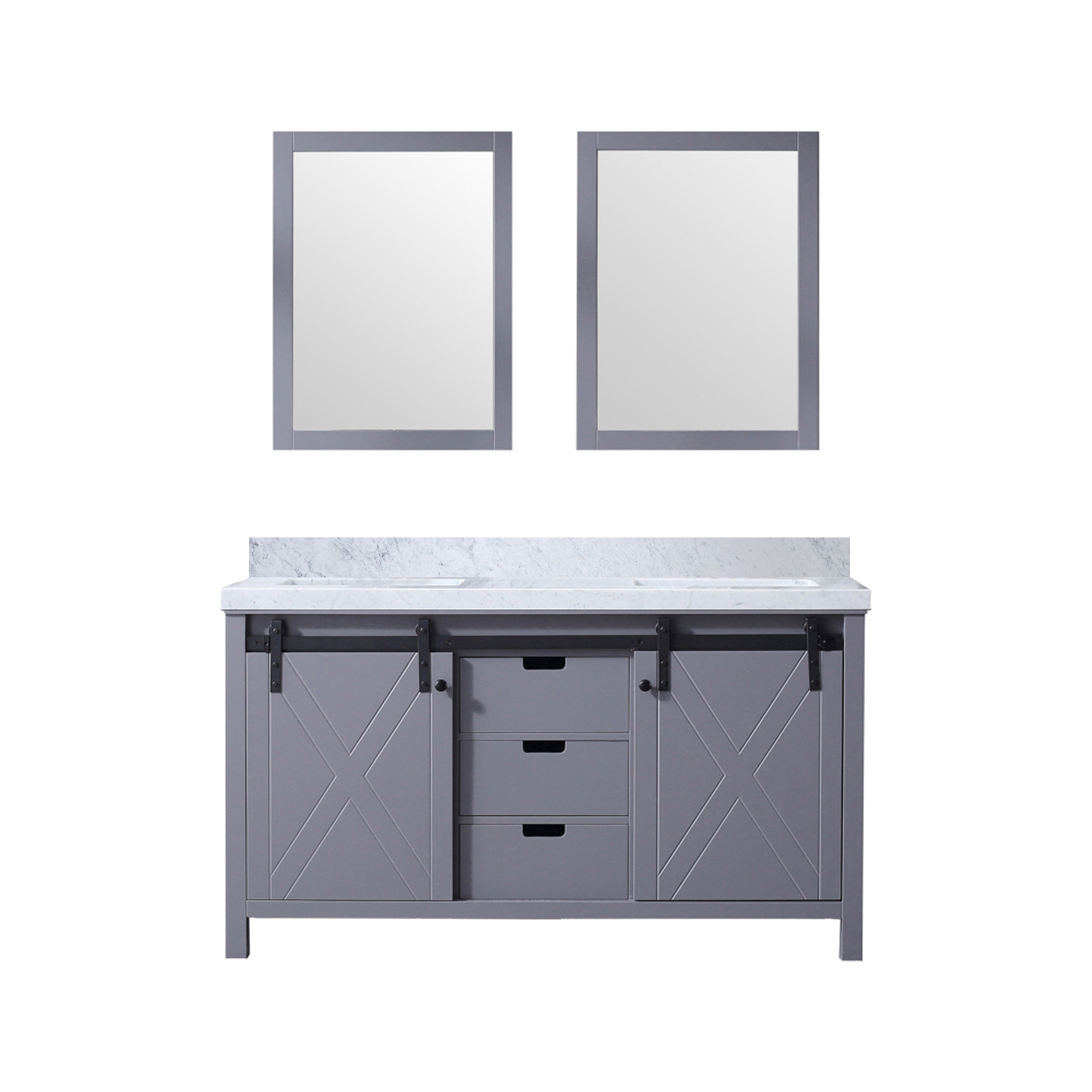 Marsyas 60 in W x 22 in D Dark Grey Double Bath Vanity