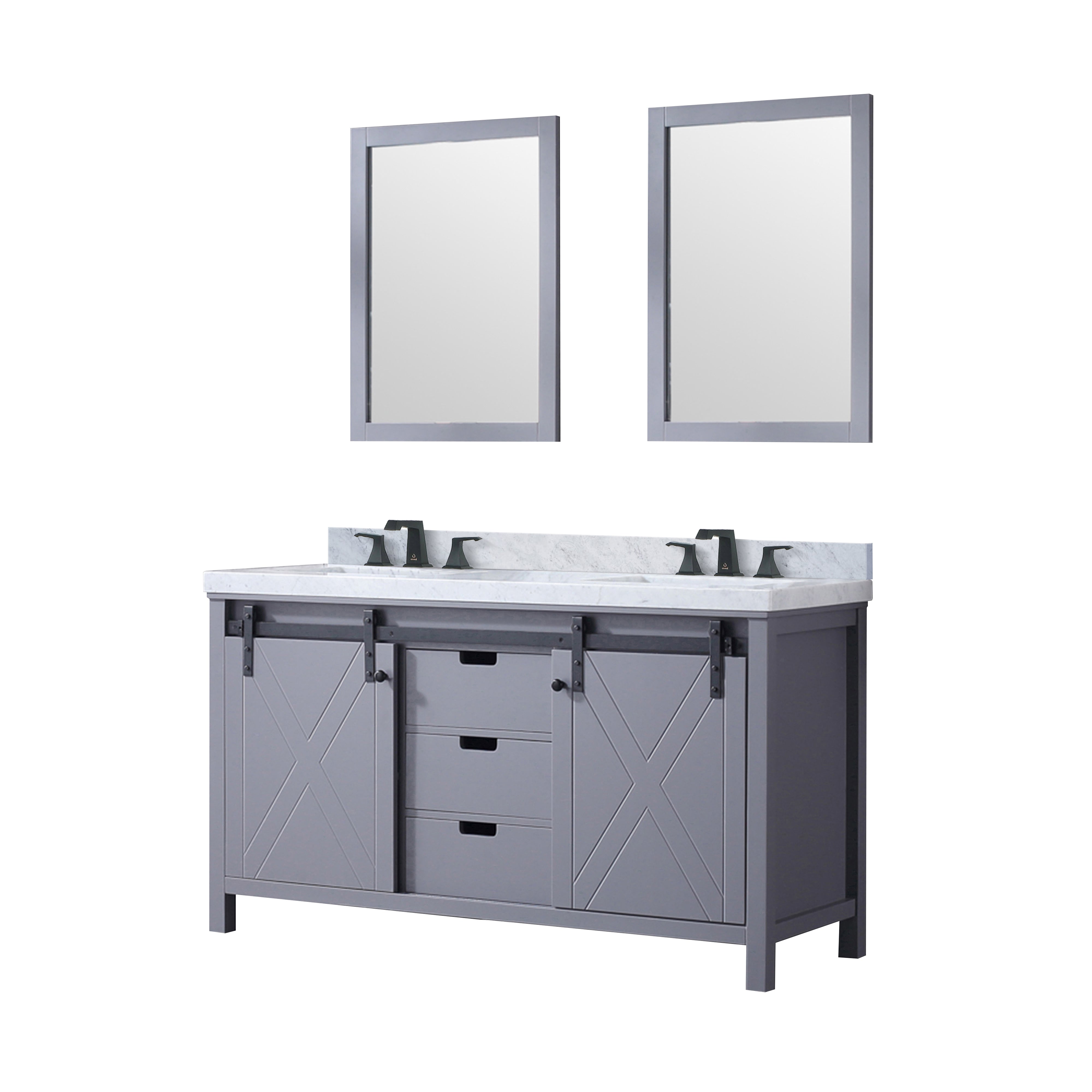 Marsyas 60 in W x 22 in D Dark Grey Double Bath Vanity