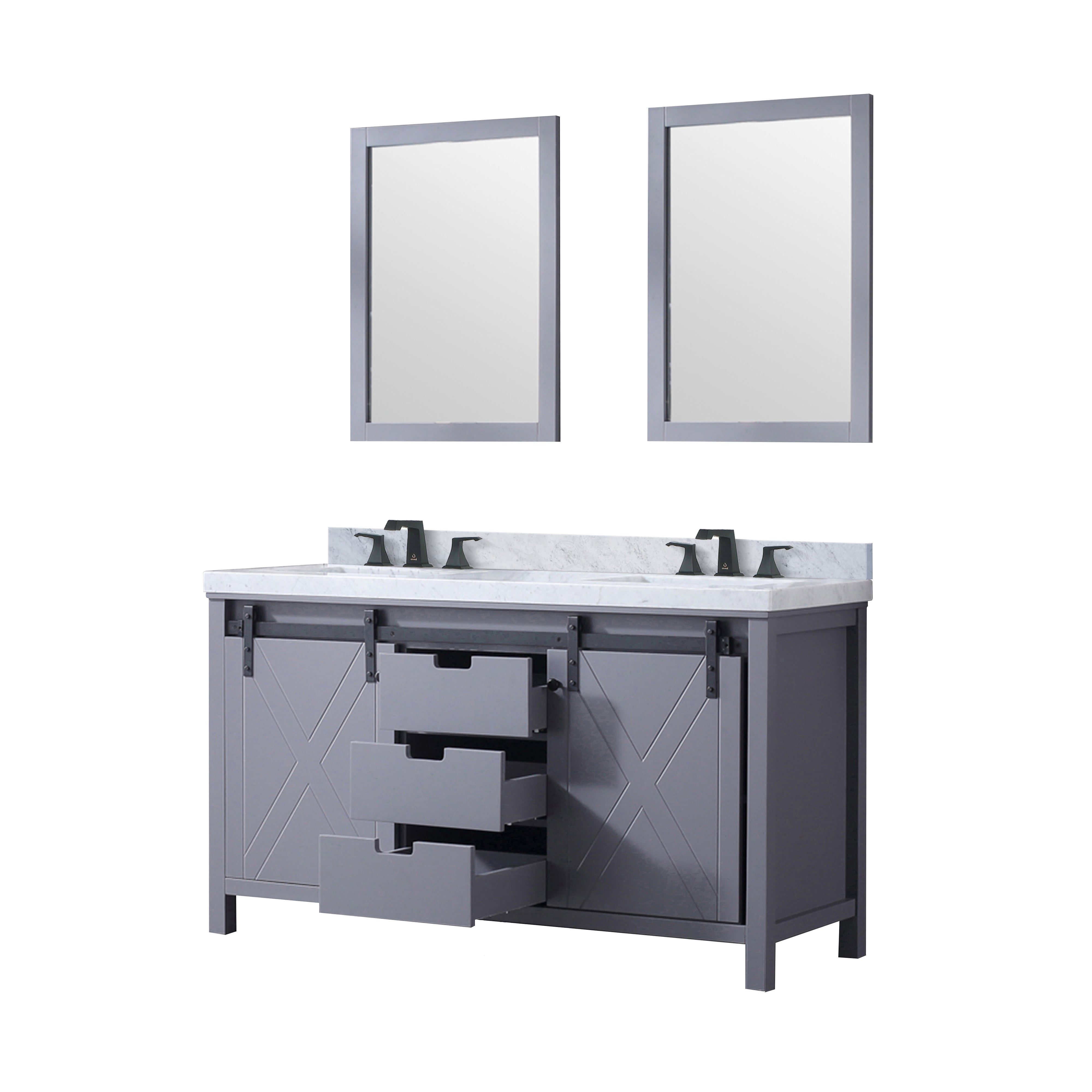 Marsyas 60 in W x 22 in D Dark Grey Double Bath Vanity