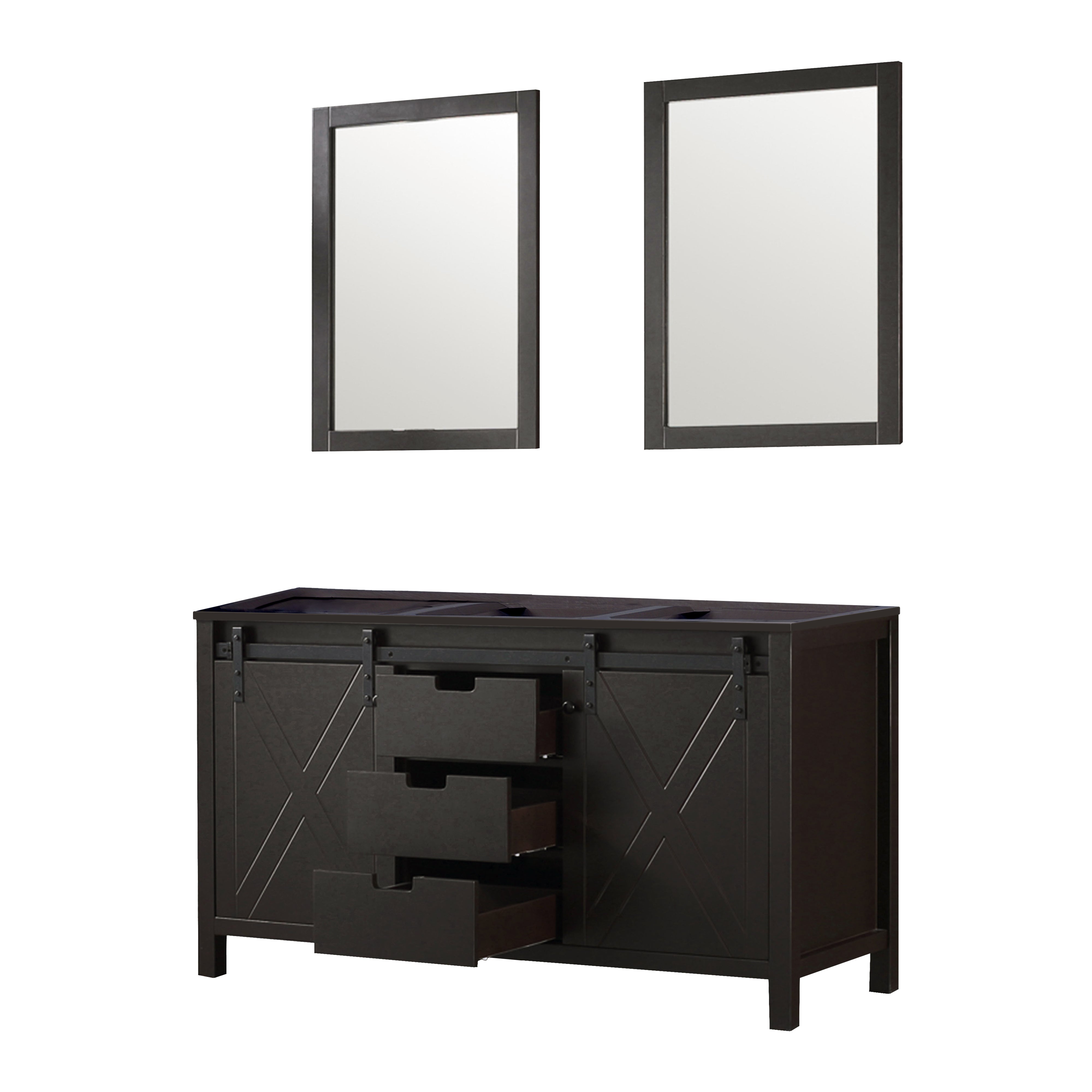 Marsyas 60 in W x 22 in D Brown Double Bath Vanity