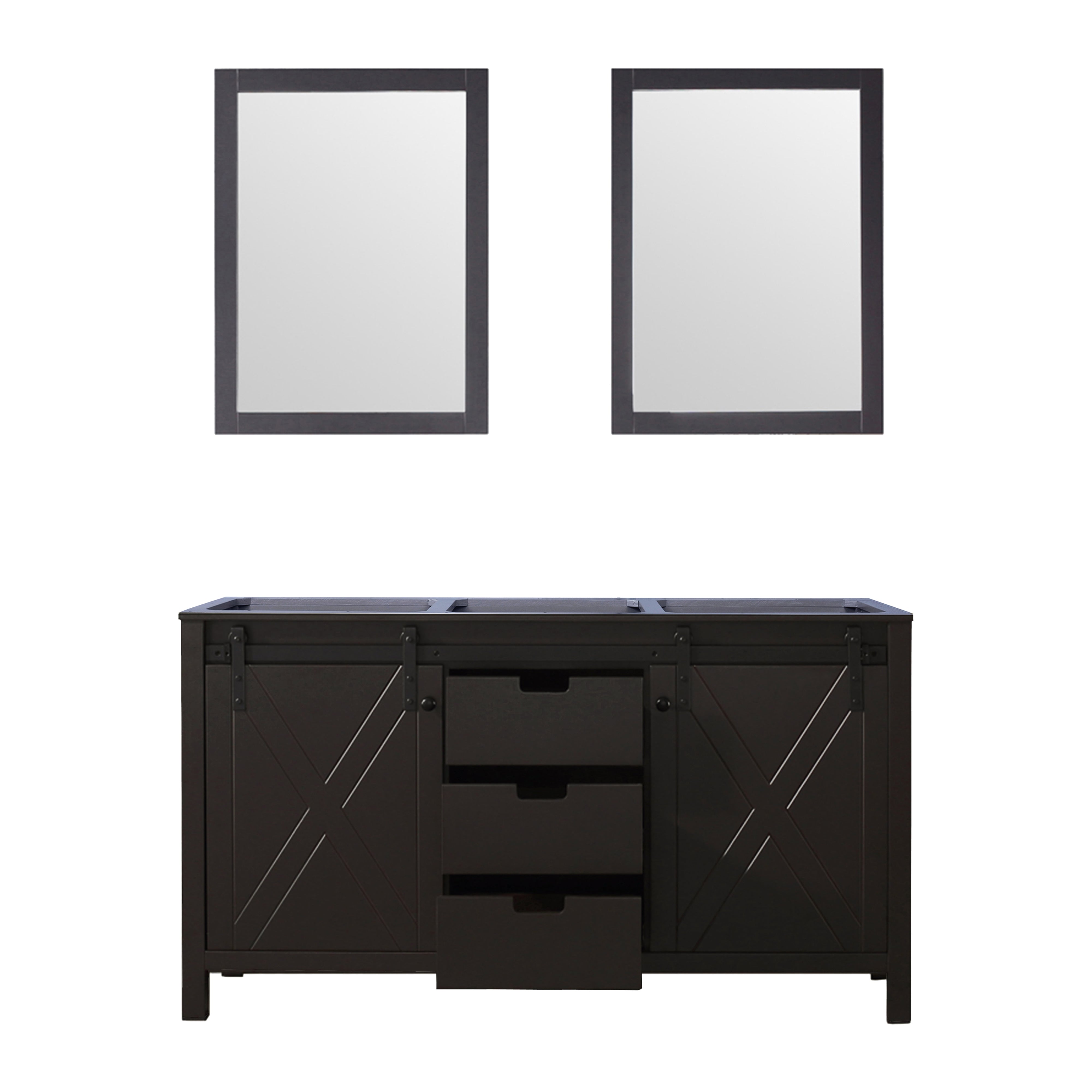 Marsyas 60 in W x 22 in D Brown Double Bath Vanity