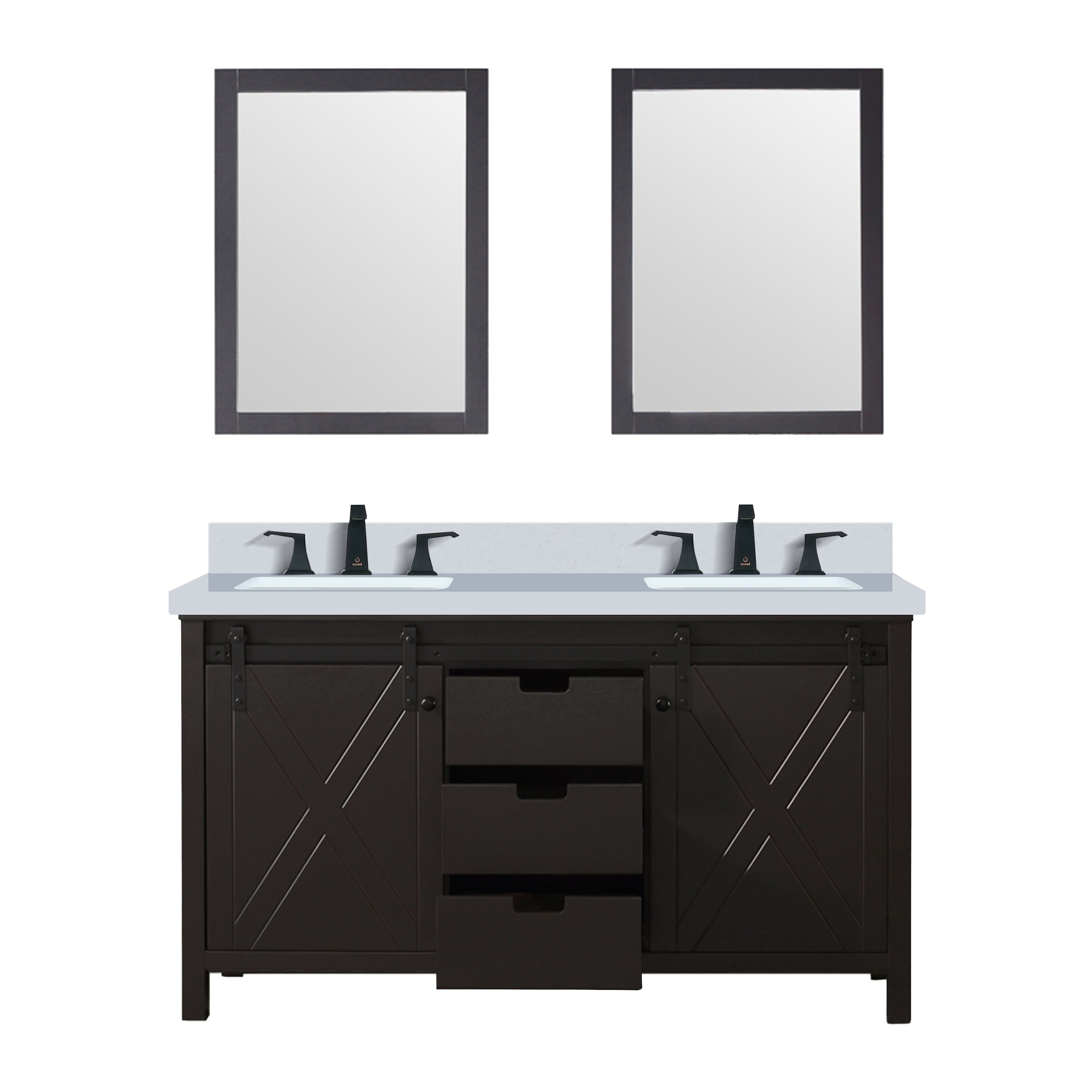 Marsyas 60 in W x 22 in D Brown Double Bath Vanity