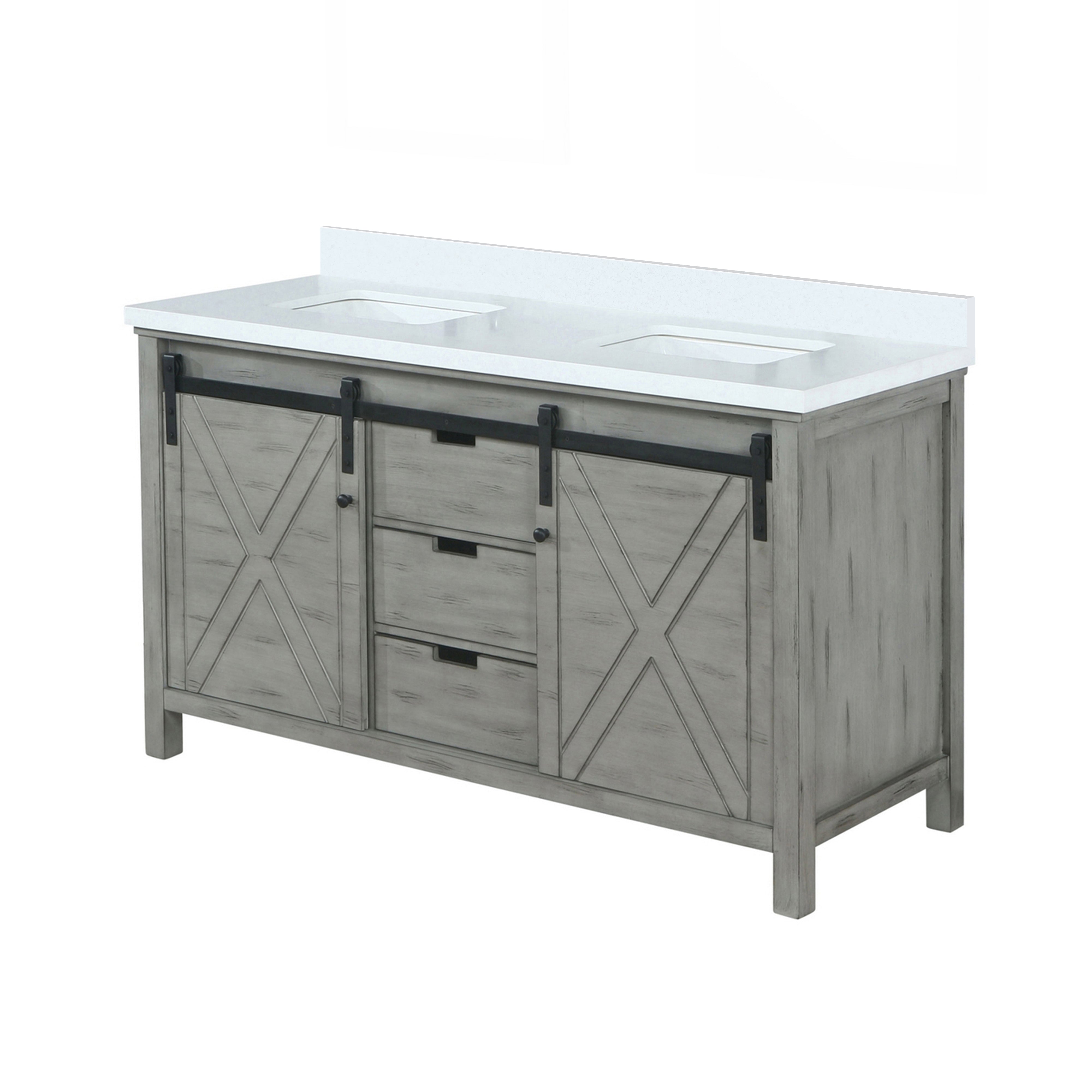 Marsyas 60 in W x 22 in D Ash Grey Double Bath Vanity