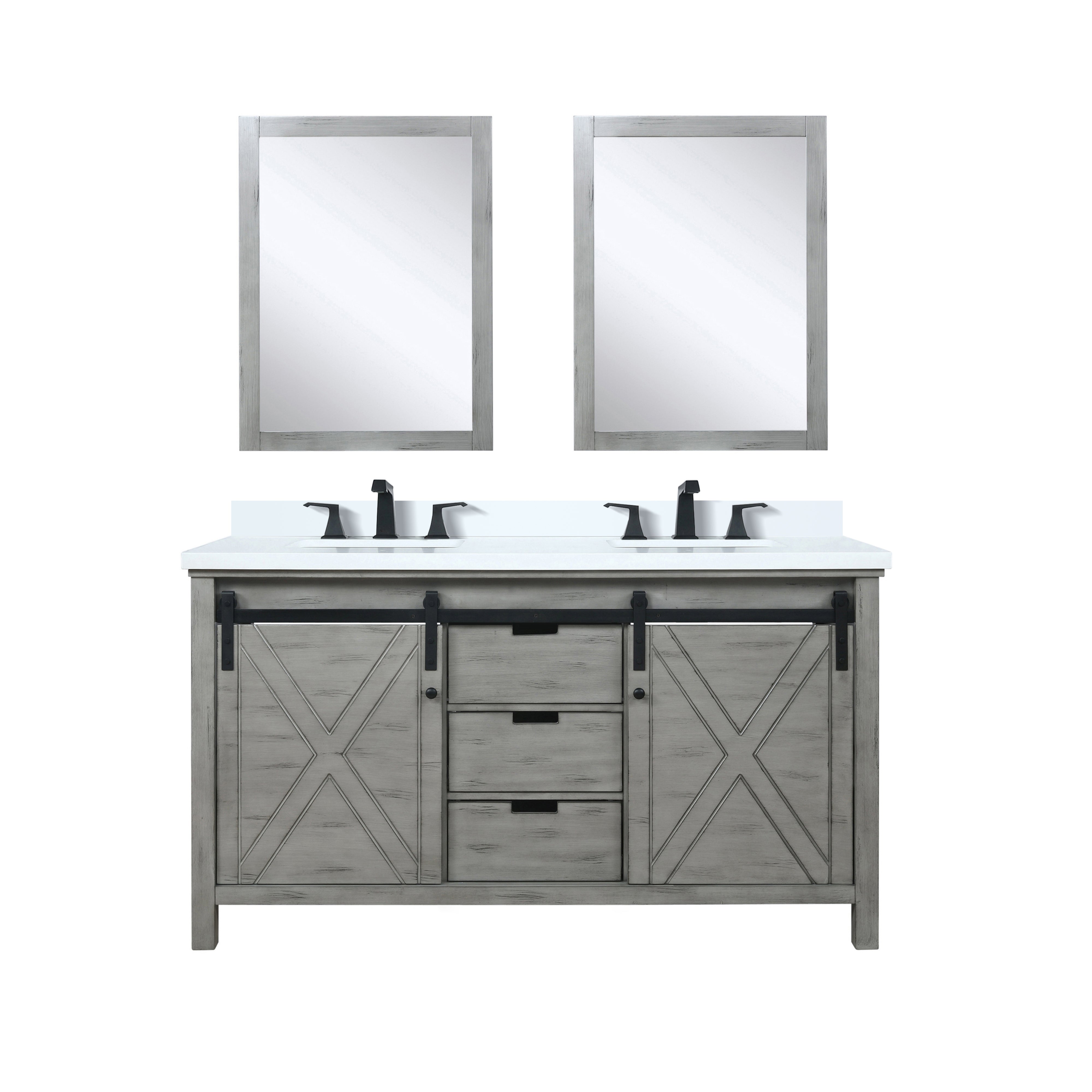 Marsyas 60 in W x 22 in D Ash Grey Double Bath Vanity