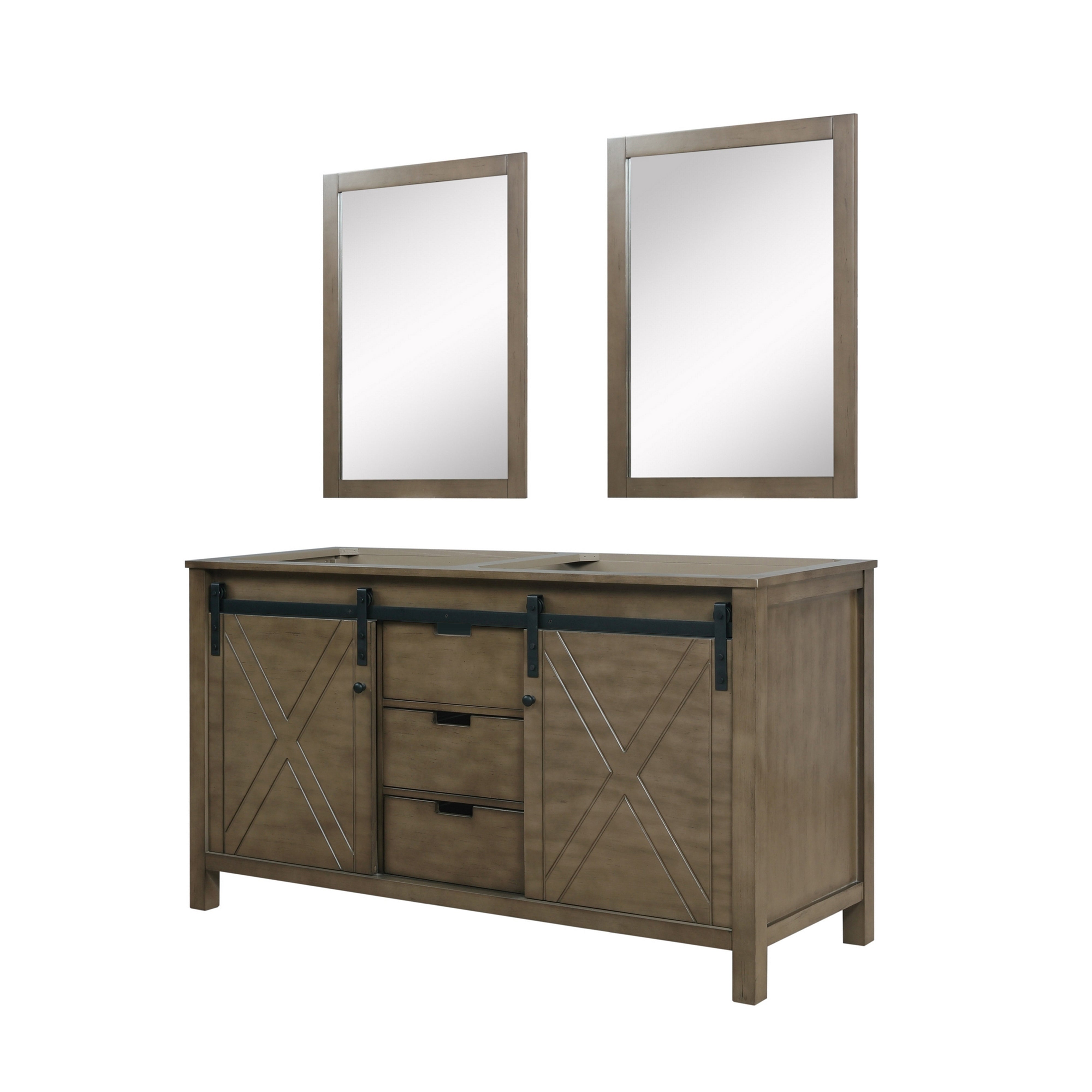 Marsyas 60 in W x 22 in D Rustic Brown Double Bath Vanity
