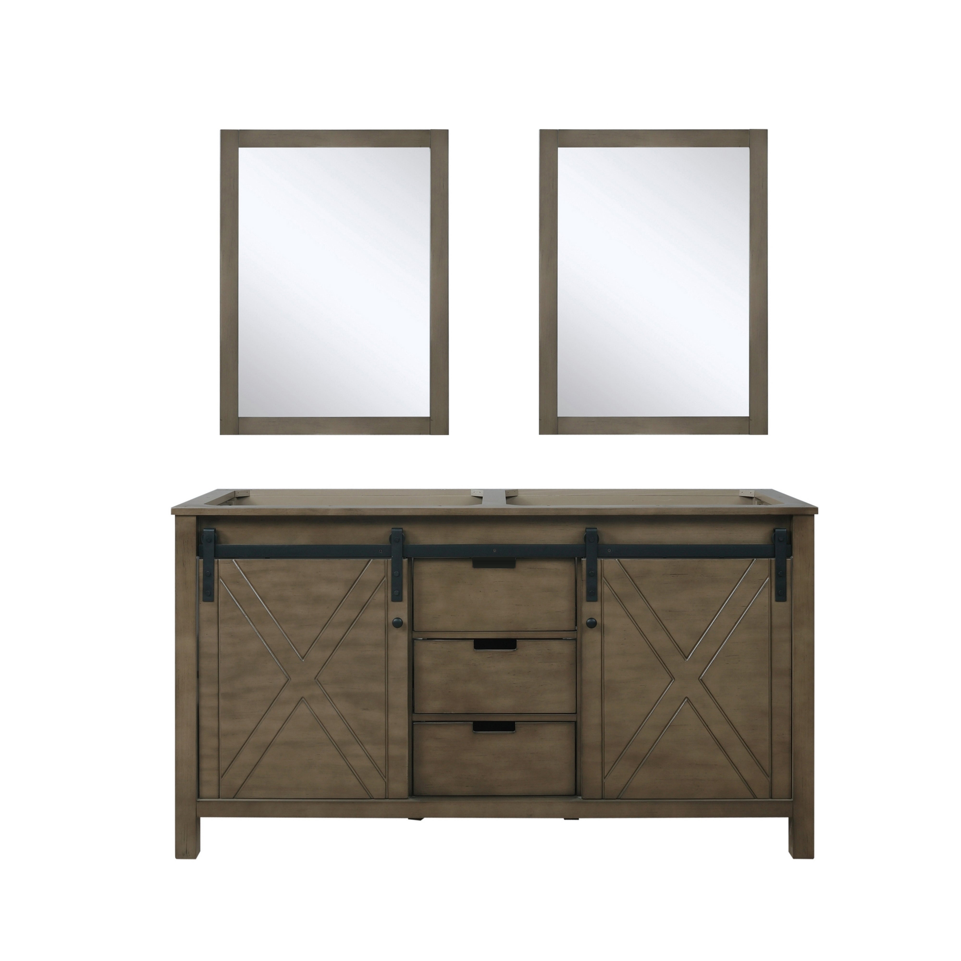 Marsyas 60 in W x 22 in D Rustic Brown Double Bath Vanity