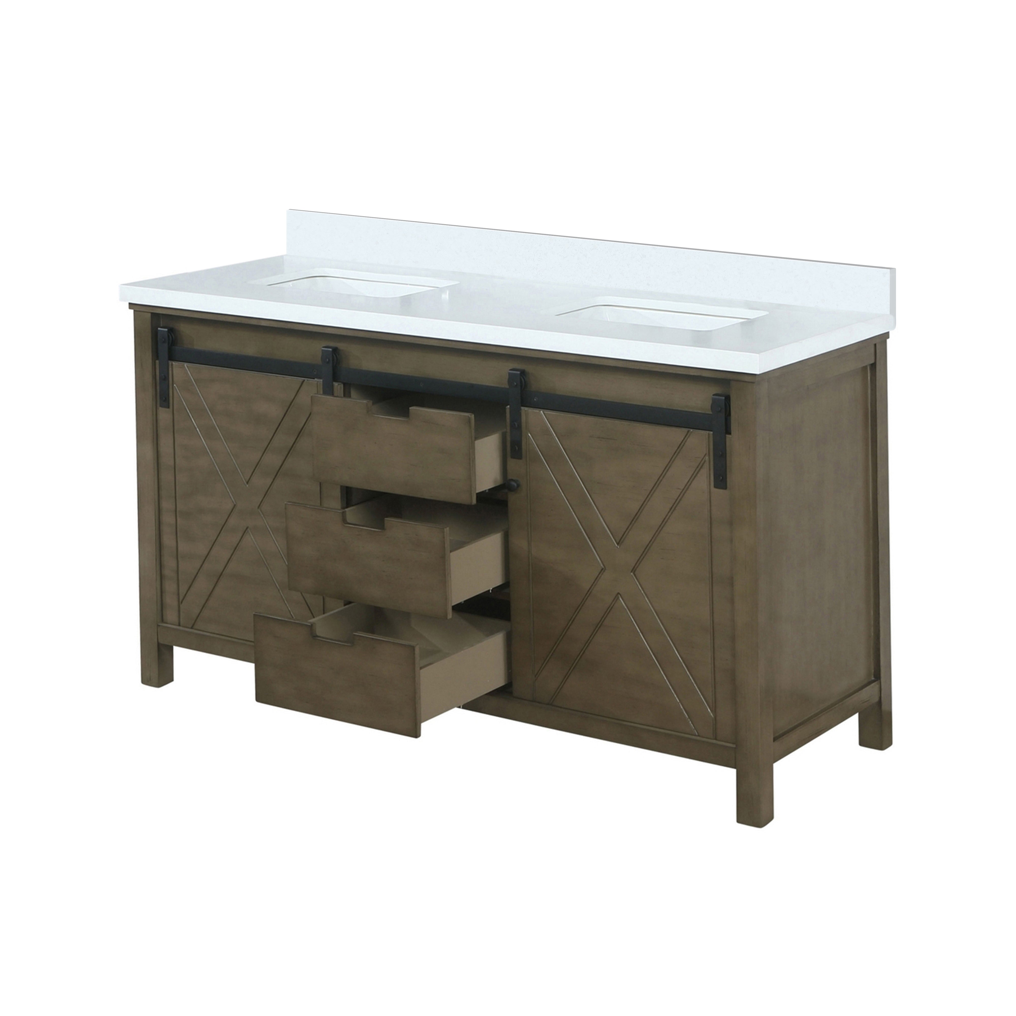 Marsyas 60 in W x 22 in D Rustic Brown Double Bath Vanity