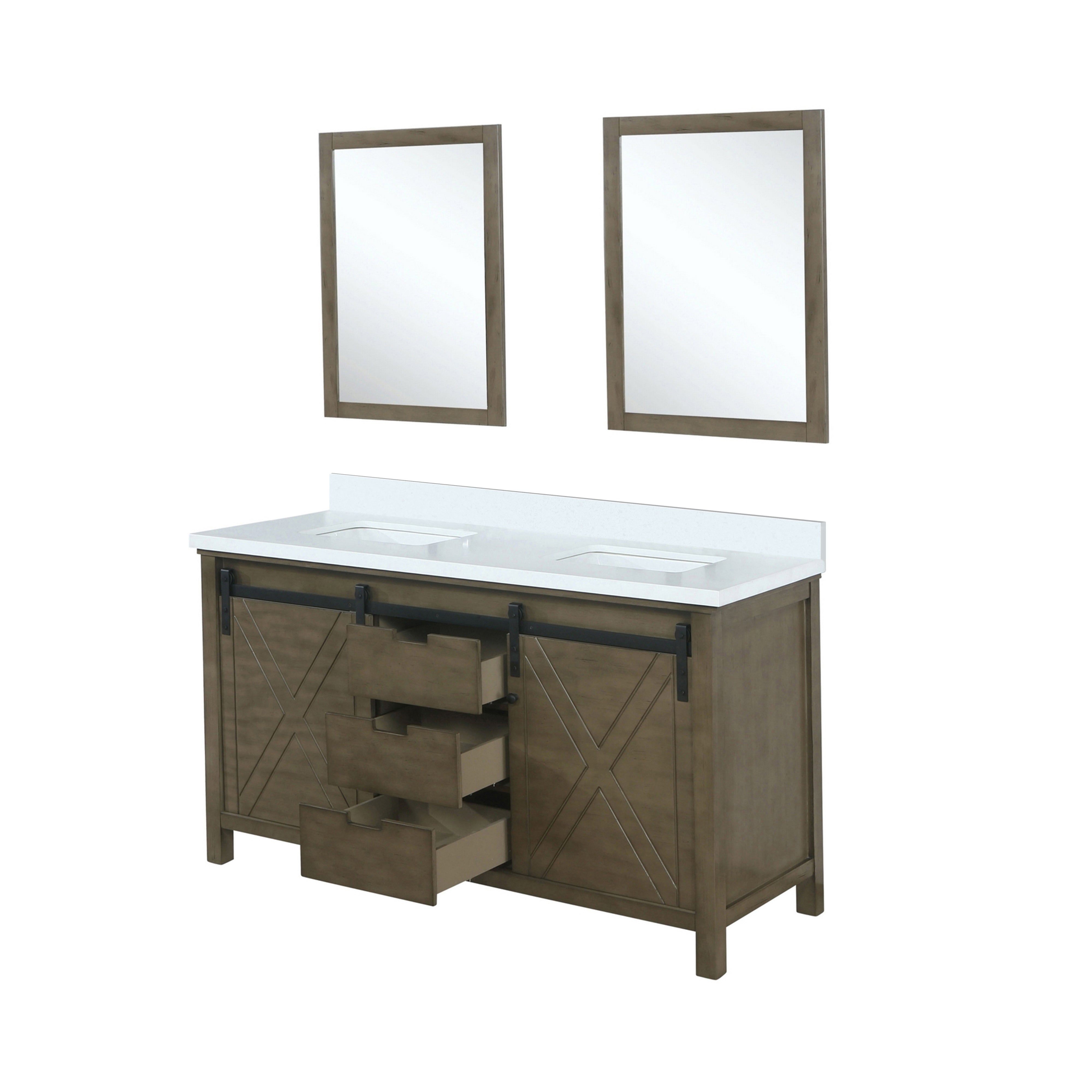 Marsyas 60 in W x 22 in D Rustic Brown Double Bath Vanity