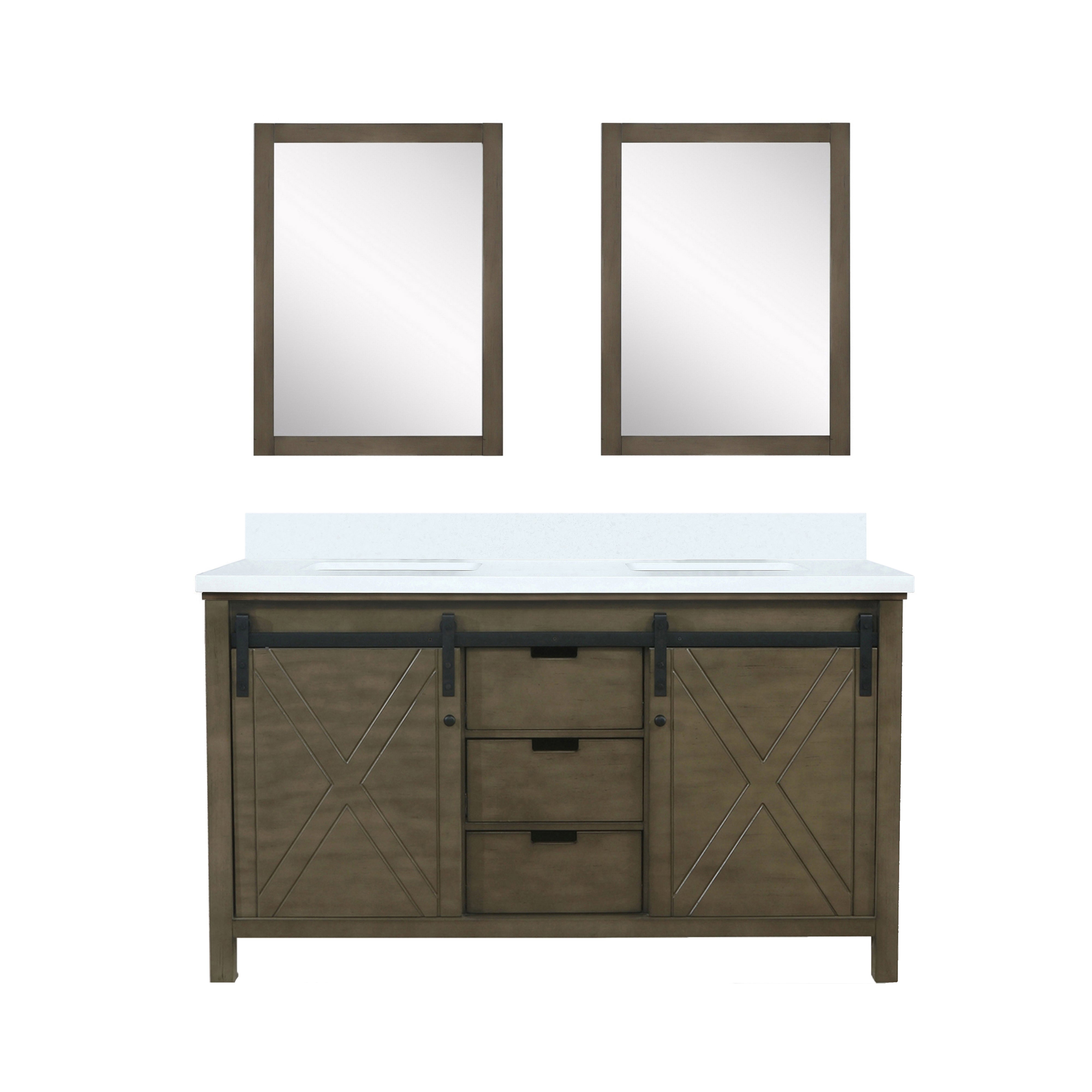 Marsyas 60 in W x 22 in D Rustic Brown Double Bath Vanity
