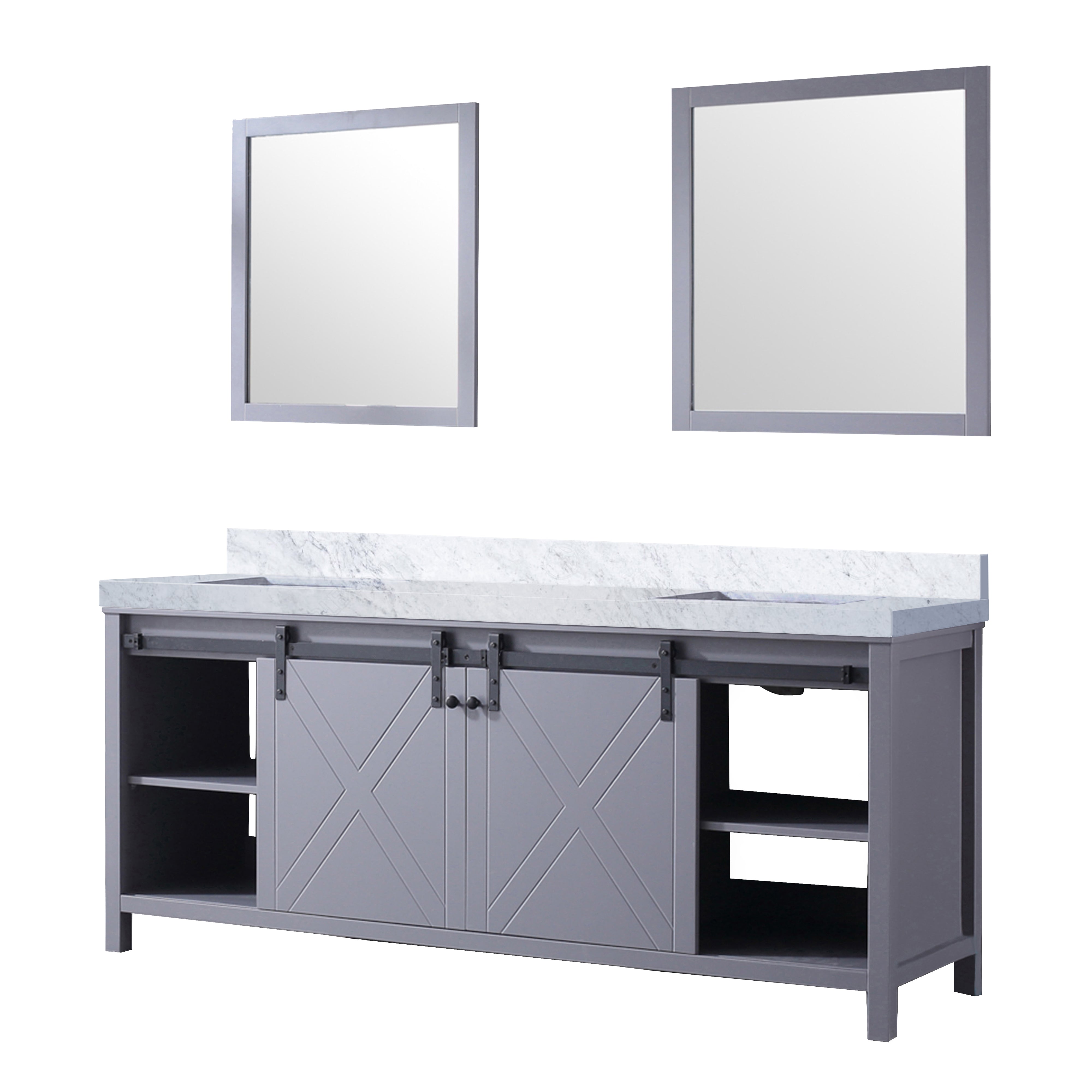 Marsyas 80 in W x 22 in D Dark Grey Double Bath Vanity