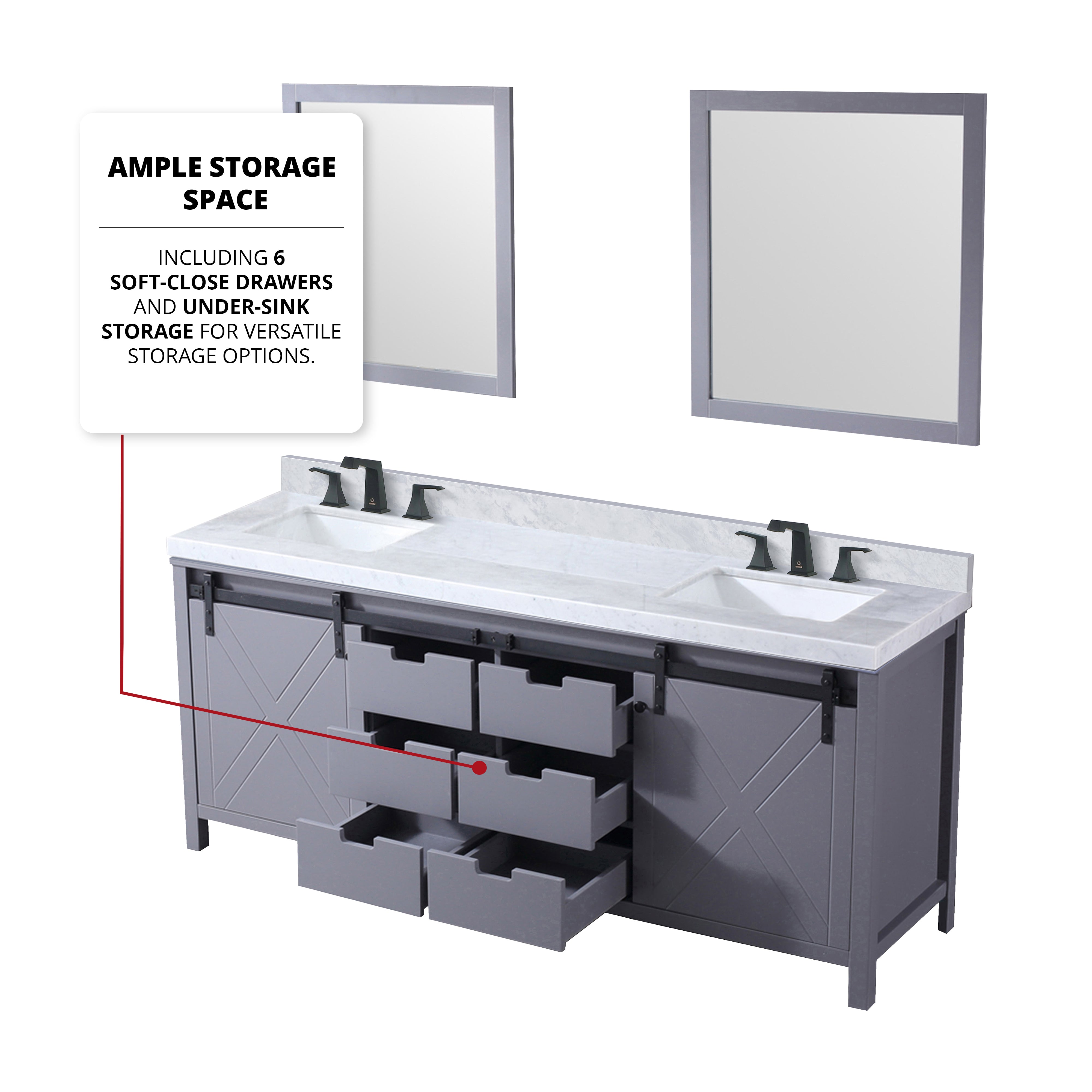 Marsyas 80 in W x 22 in D Dark Grey Double Bath Vanity