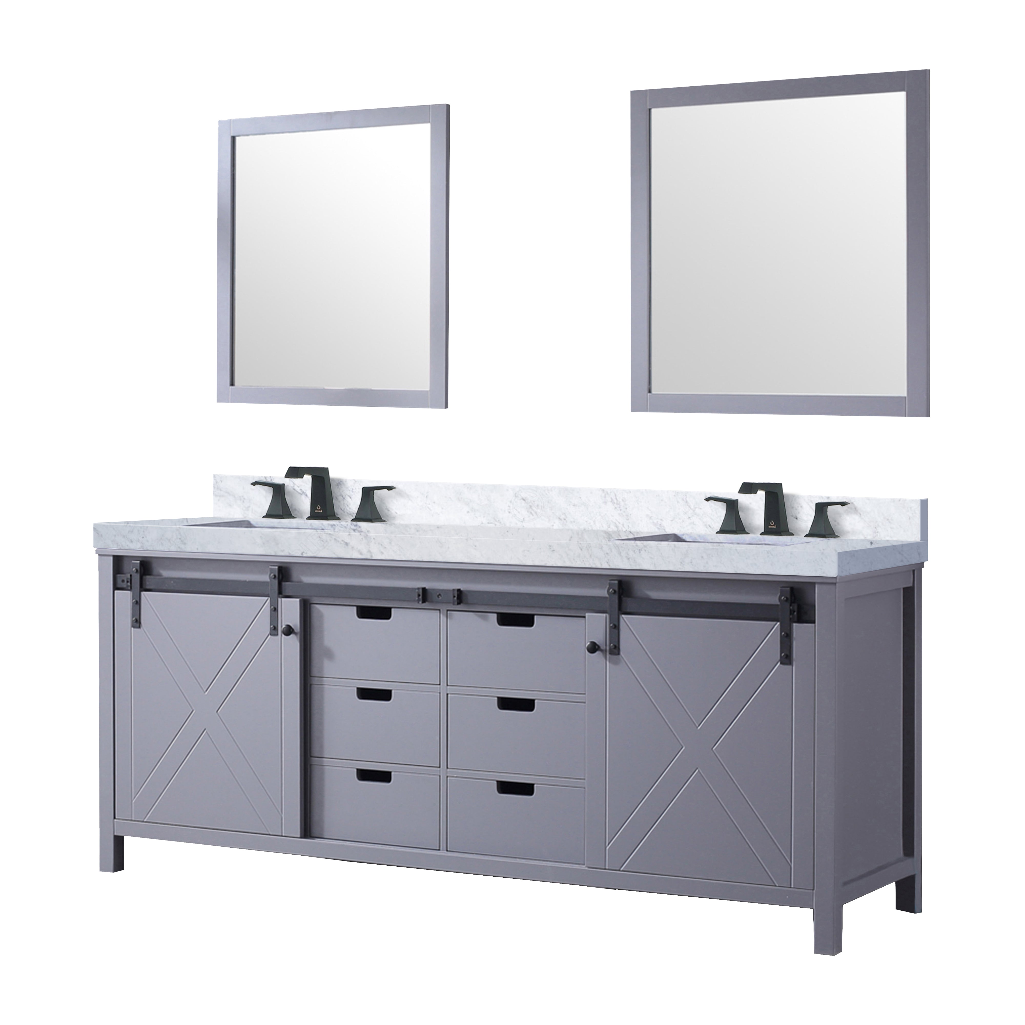 Marsyas 80 in W x 22 in D Dark Grey Double Bath Vanity