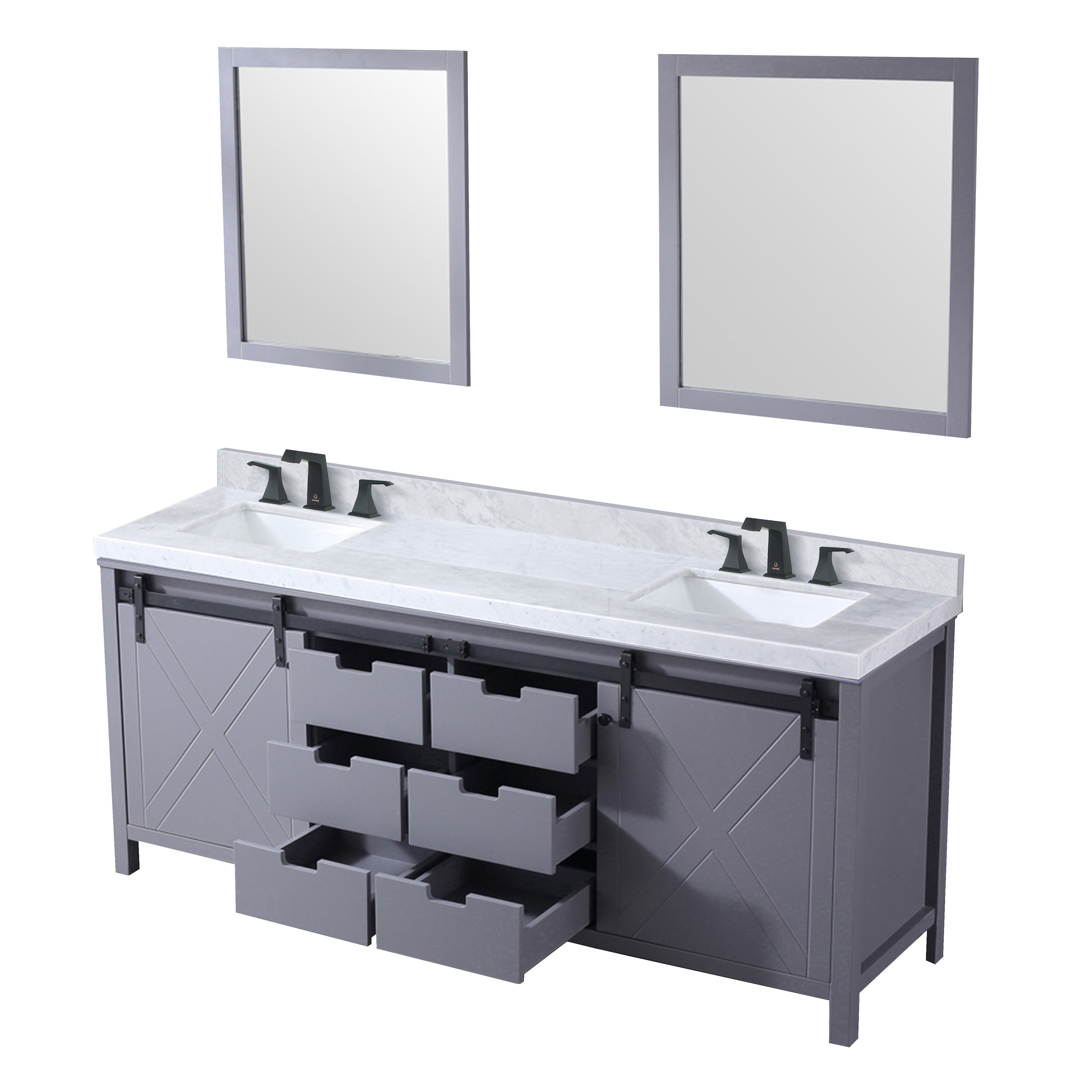 Marsyas 80 in W x 22 in D Dark Grey Double Bath Vanity