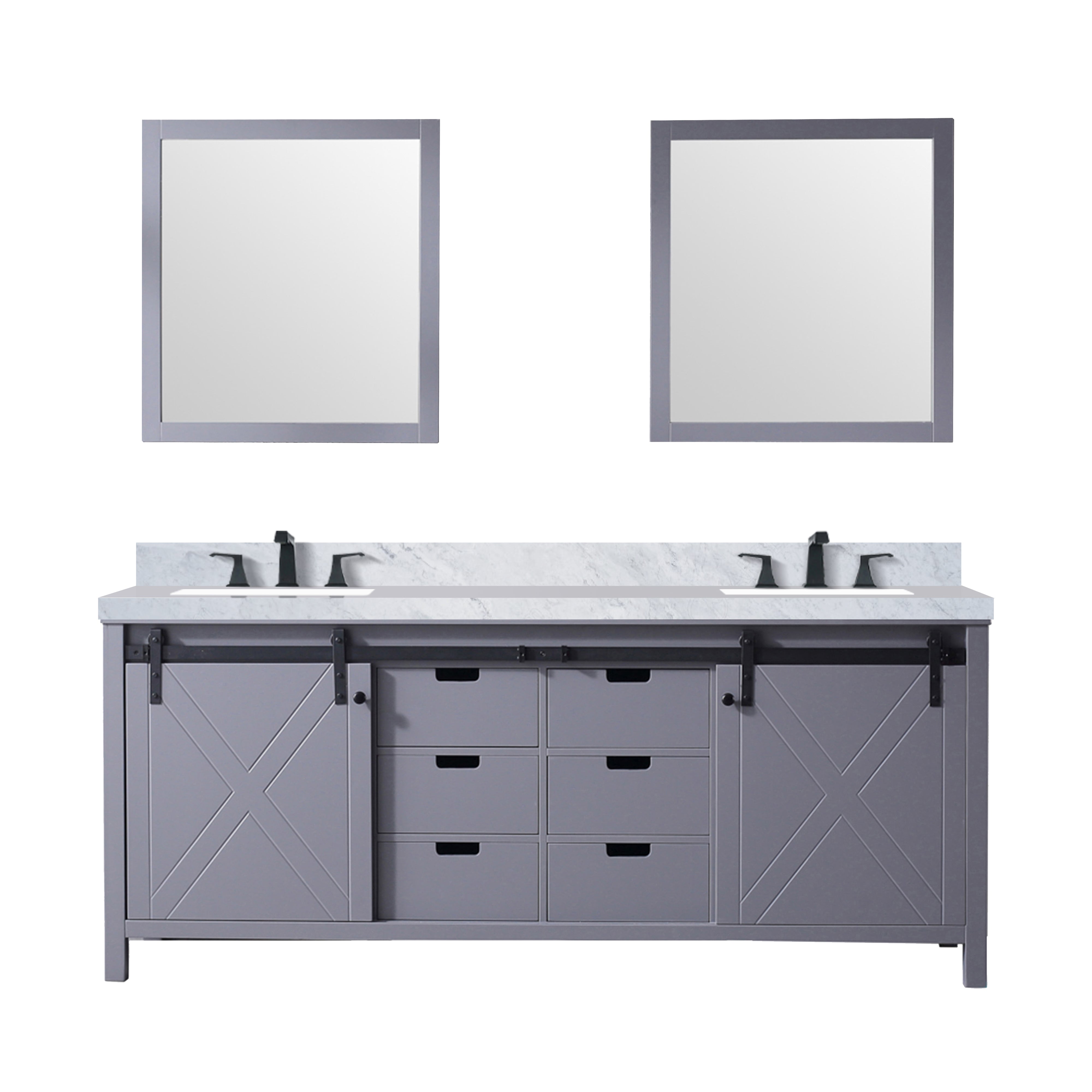 Marsyas 80 in W x 22 in D Dark Grey Double Bath Vanity