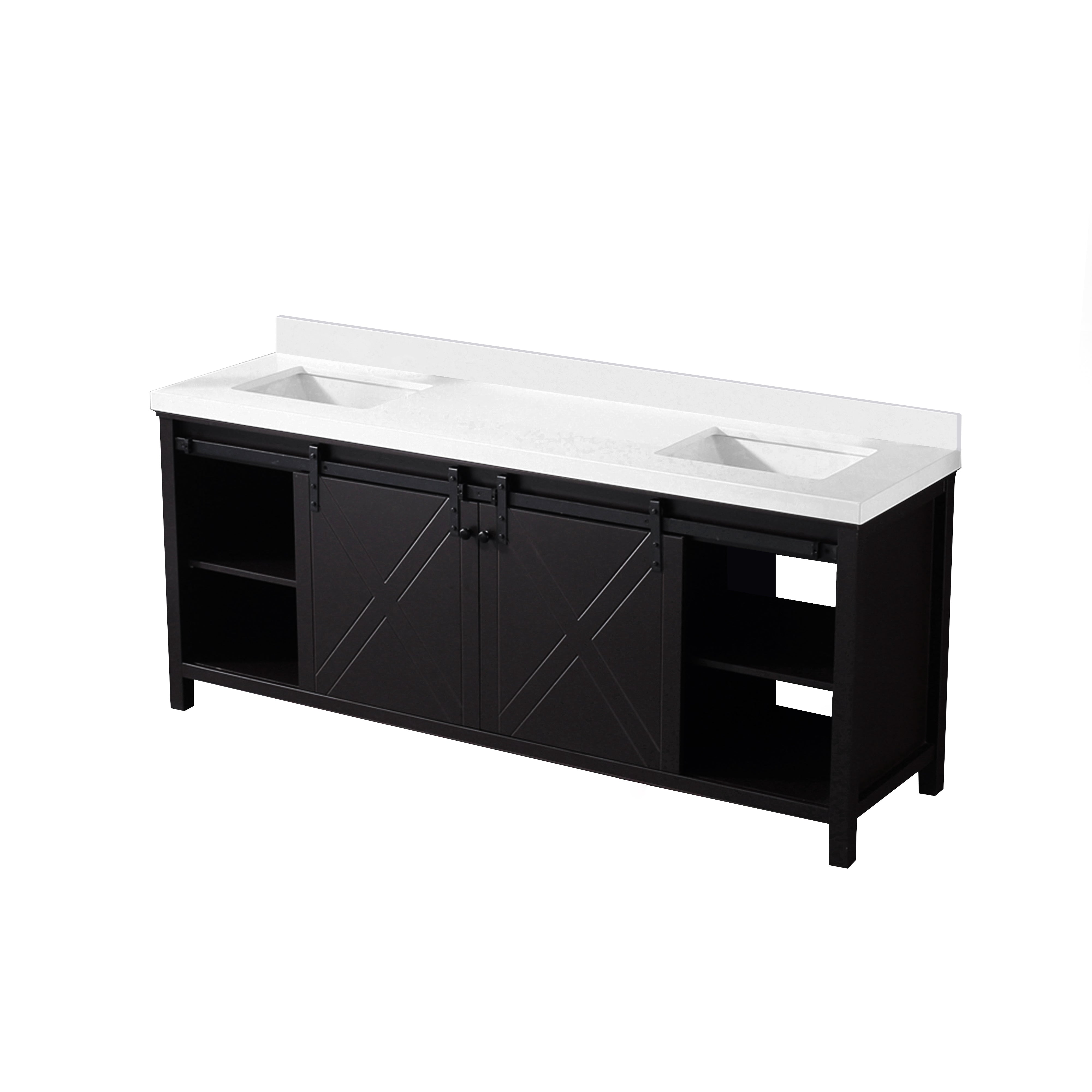 Marsyas 80 in W x 22 in D Brown Double Bath Vanity