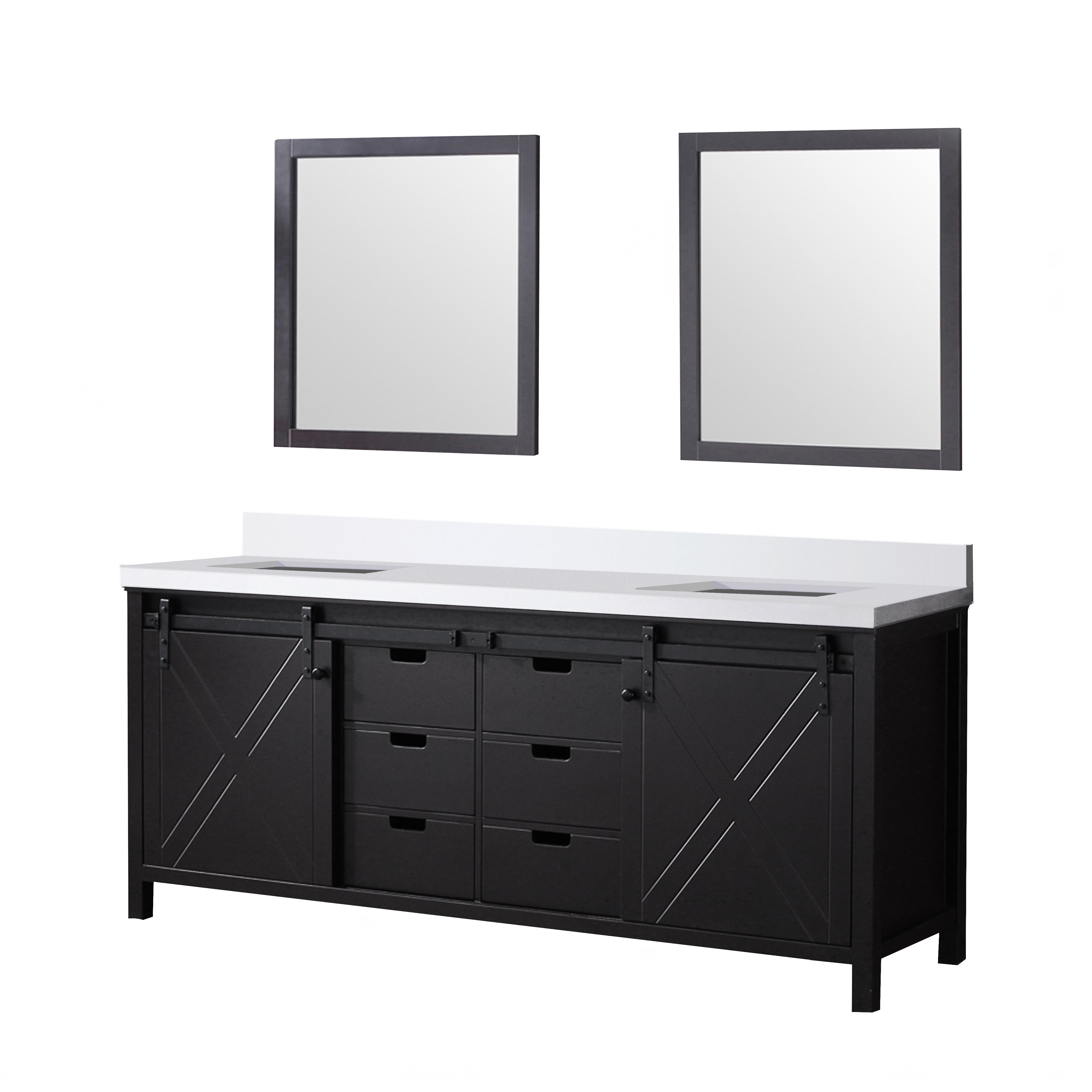 Marsyas 80 in W x 22 in D Brown Double Bath Vanity