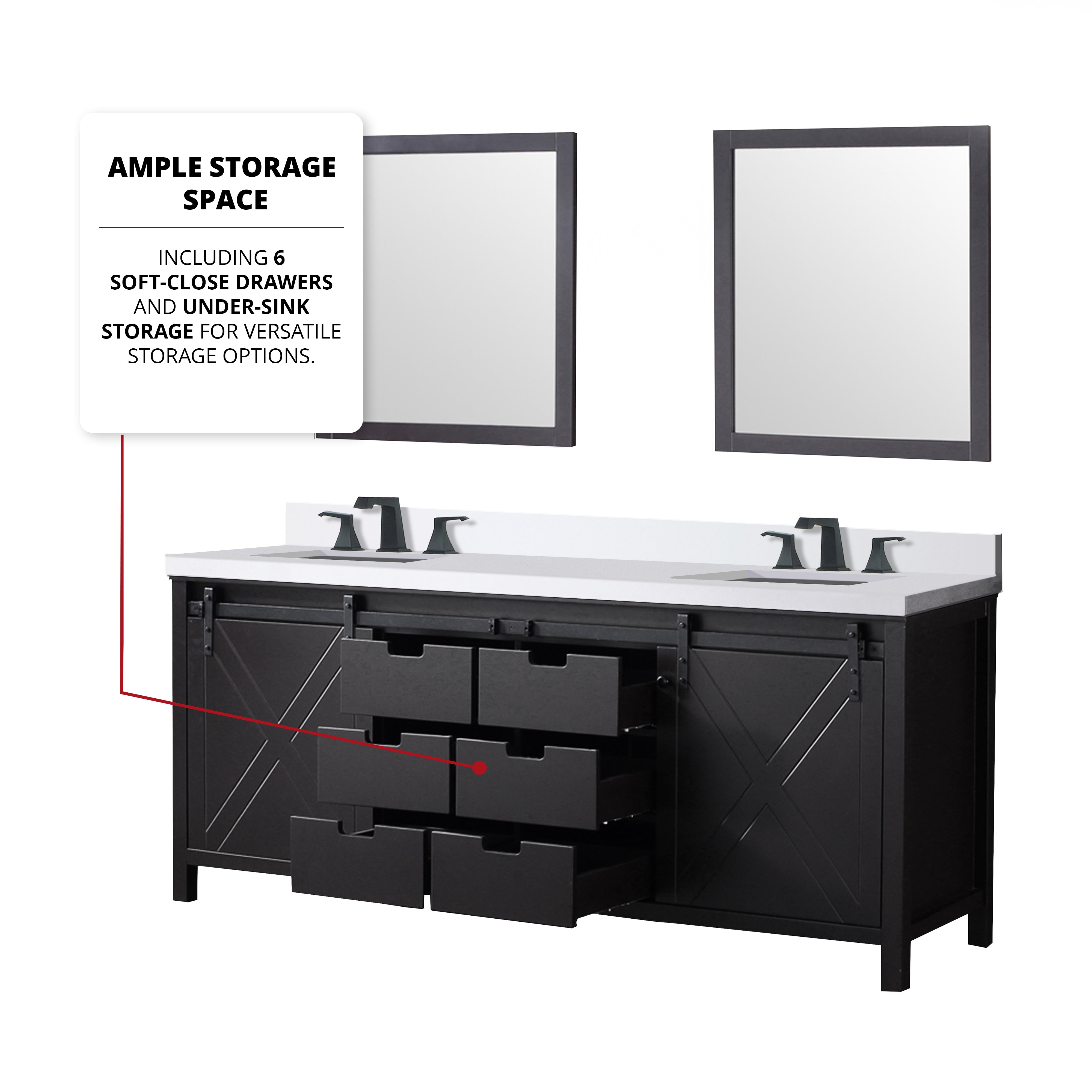 Marsyas 80 in W x 22 in D Brown Double Bath Vanity